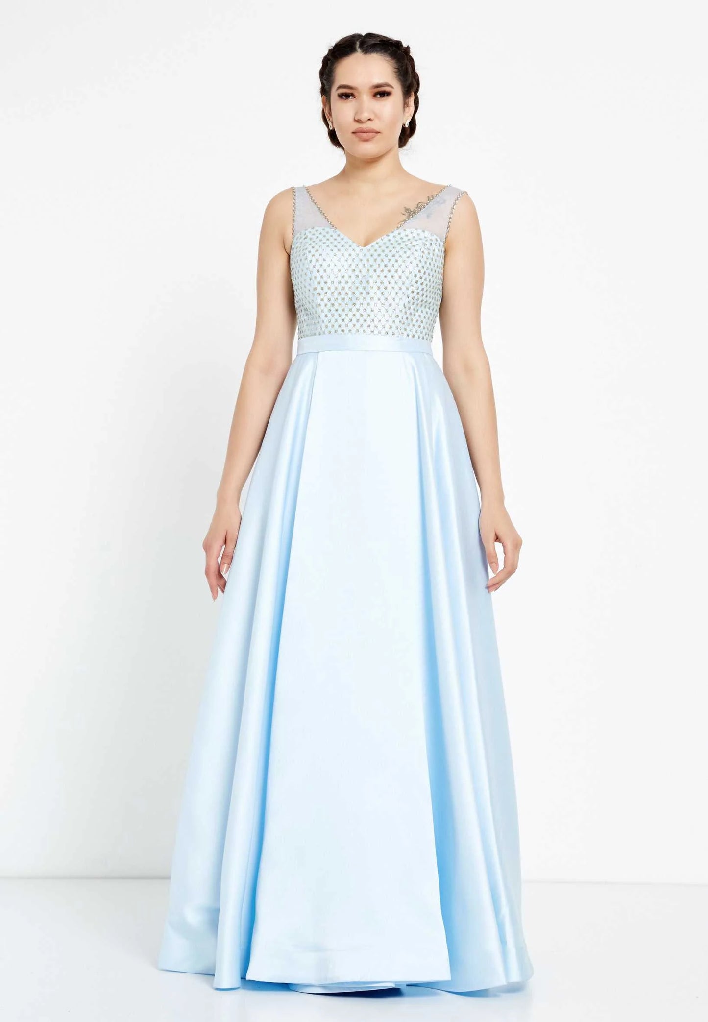 Sleeveless Maxi Satin A - Line Regular Prom Dress Unit Price: $32