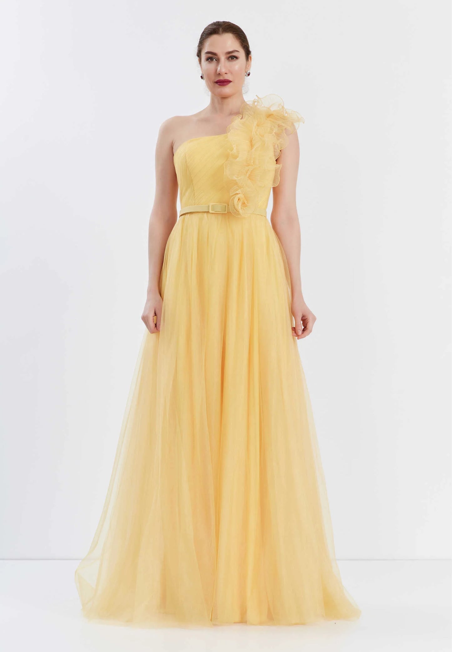 One Shoulder Maxi Tulle A - Line Regular Prom Dress Unit Price: $52