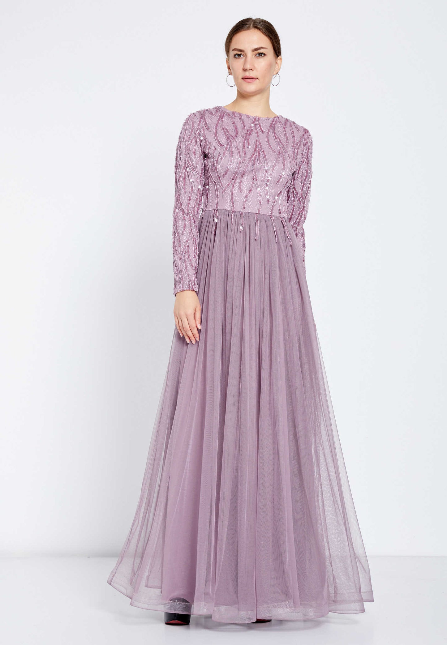Long Sleeve Maxi Tulle A - Line Regular Evening Dress Unit Price: $42