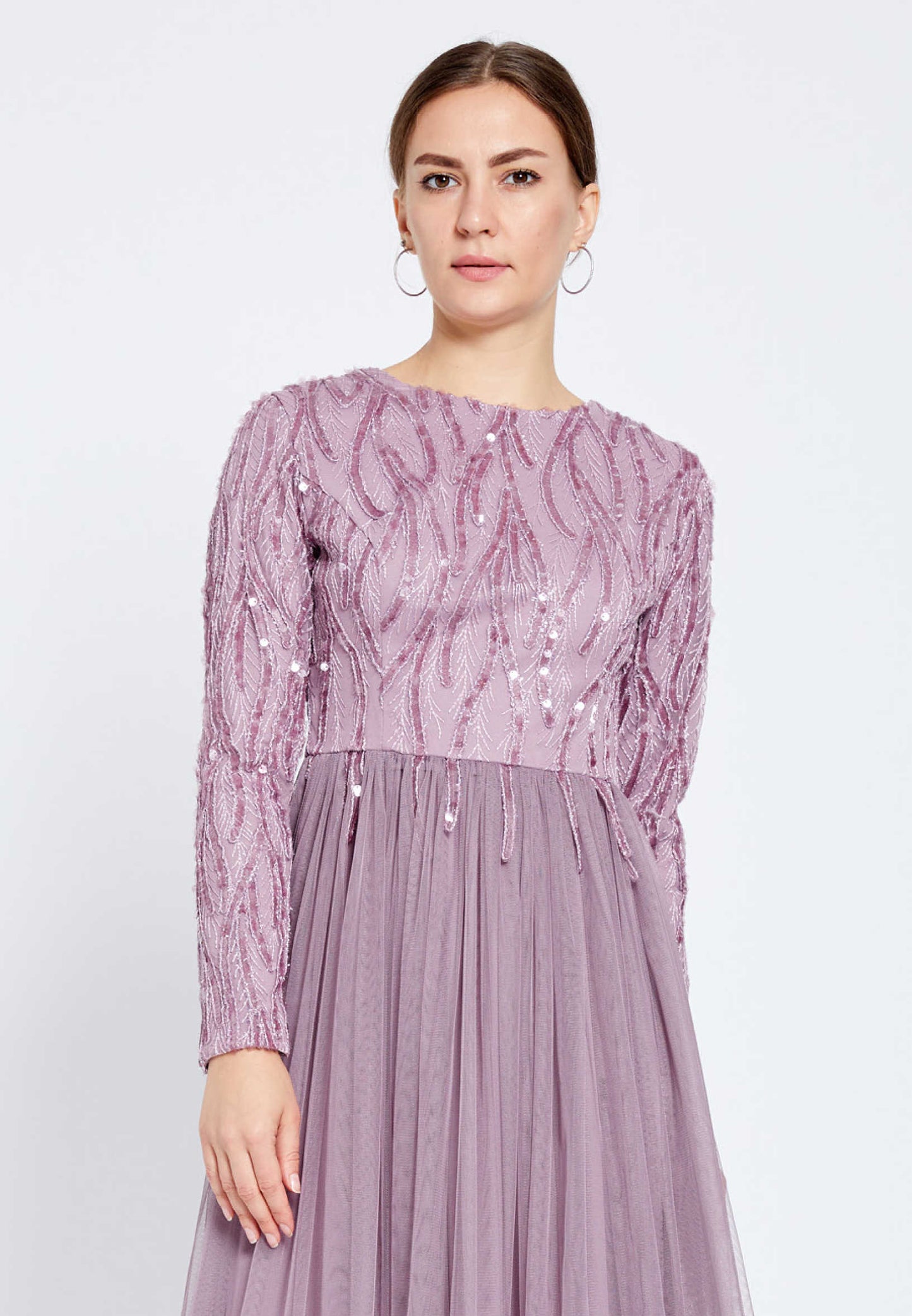 Long Sleeve Maxi Tulle A - Line Regular Evening Dress Unit Price: $42