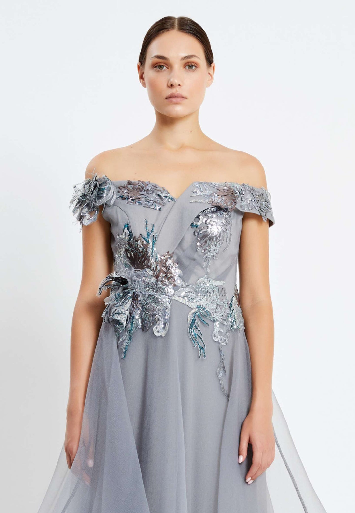 Off Shoulder Maxi Tulle Gown Regular Prom Dress Unit Price: $40