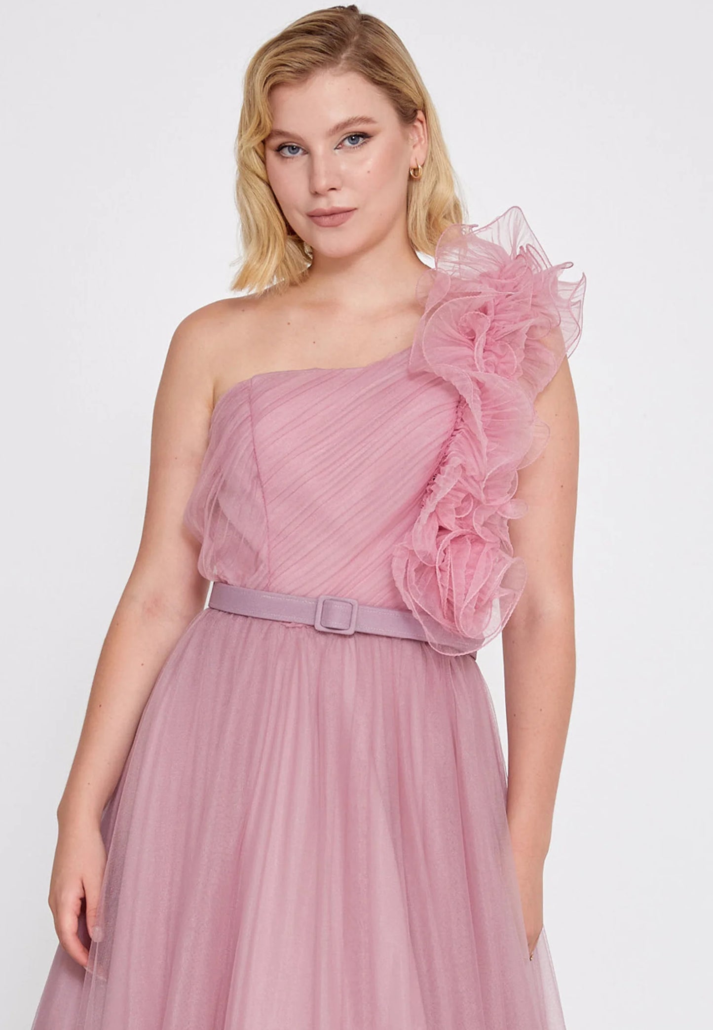 One Shoulder Maxi Tulle A - Line Regular Prom Dress Unit Price: $52