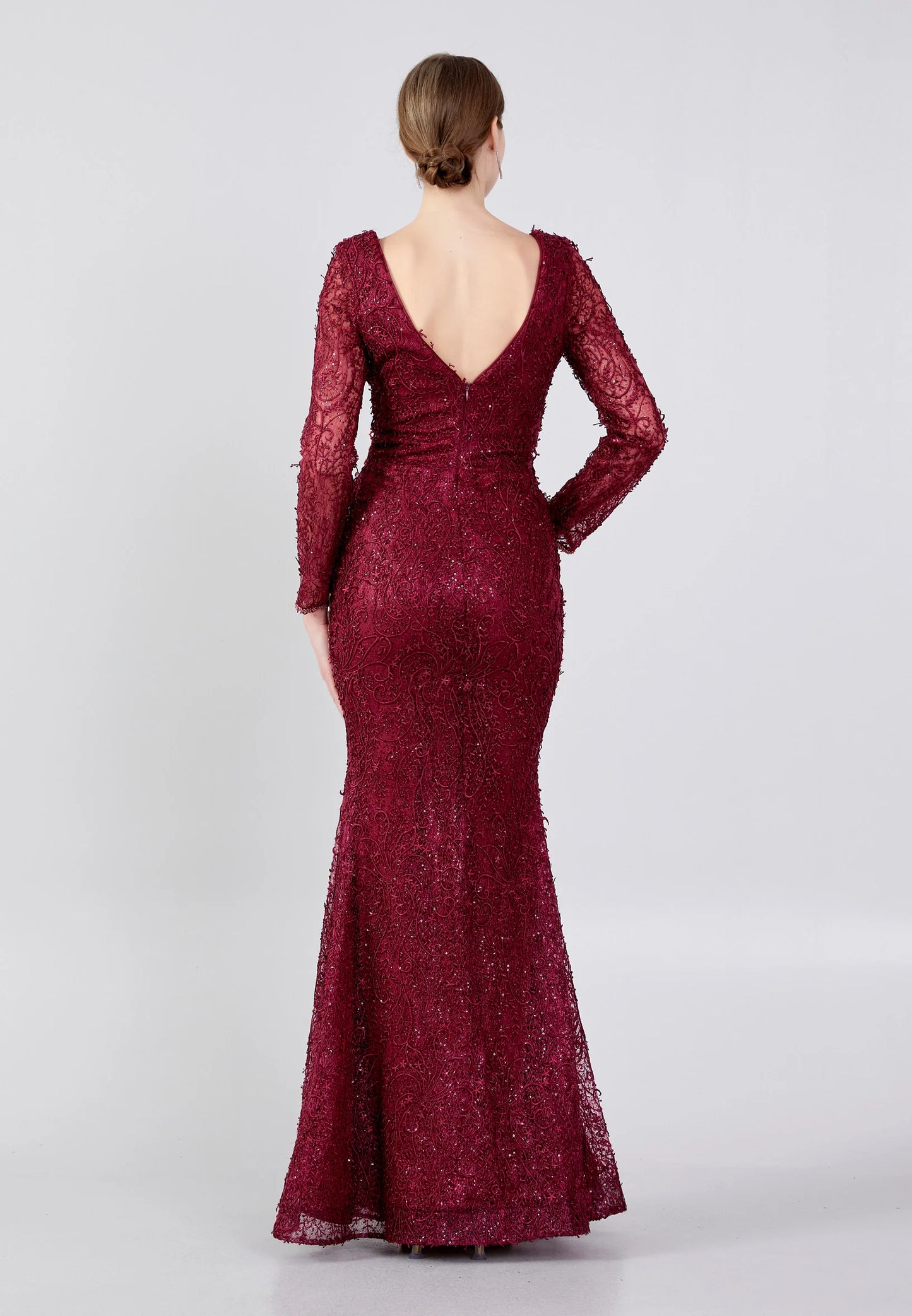 Long Sleeve Maxi Lace Mermaid Regular Prom Dress Unit Price: $40