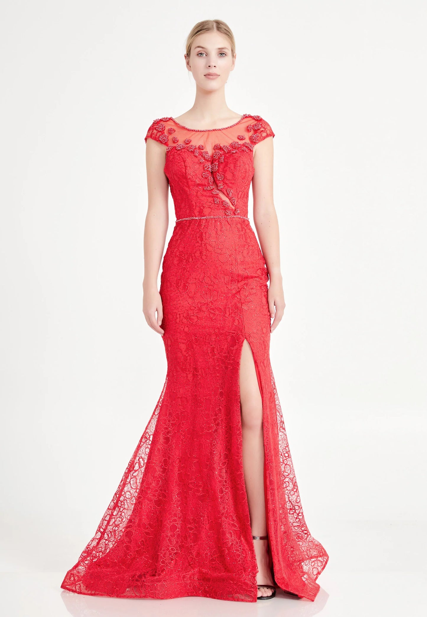 Short Sleeve Maxi Tulle Mermaid Regular Prom Dress Unit Price: $40