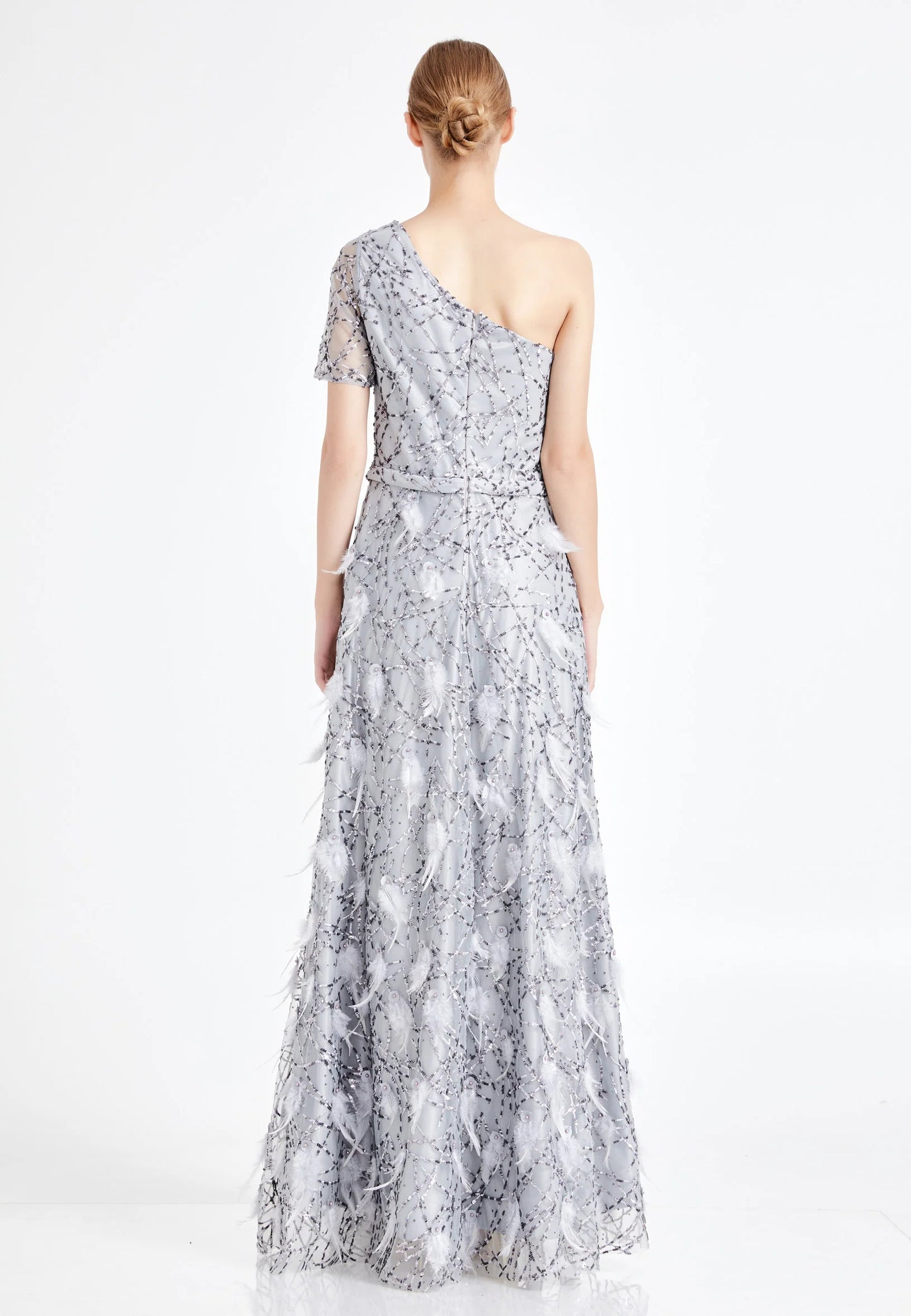 One Shoulder Maxi Sequin A - Line Regular Prom Dress Unit Price: $40