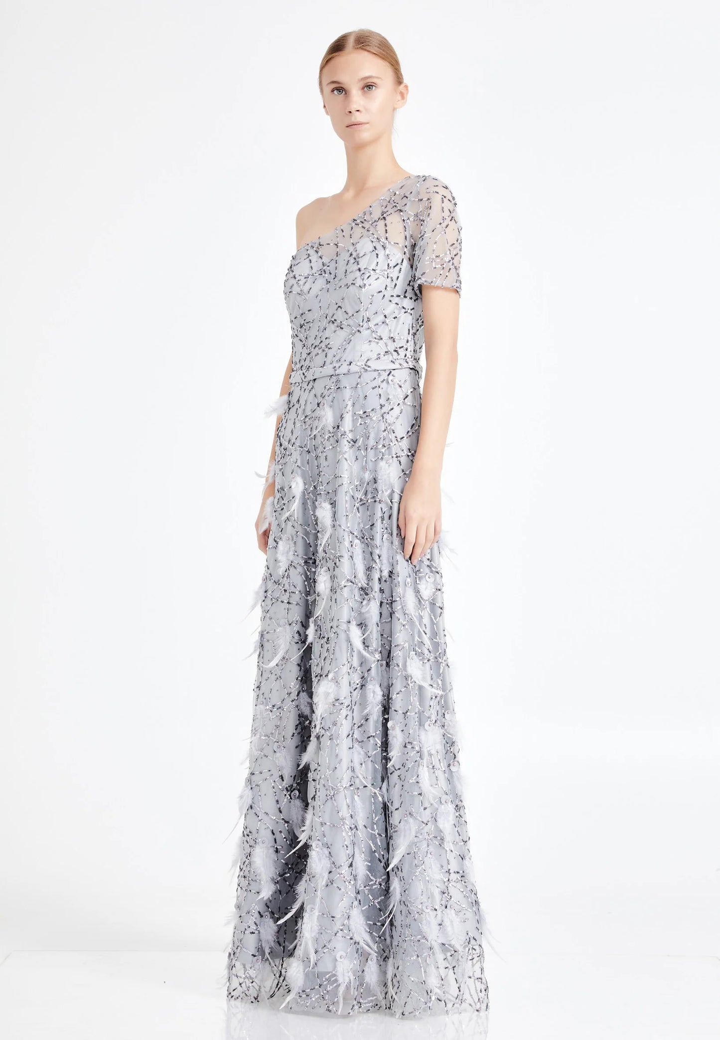 One Shoulder Maxi Sequin A - Line Regular Prom Dress Unit Price: $40