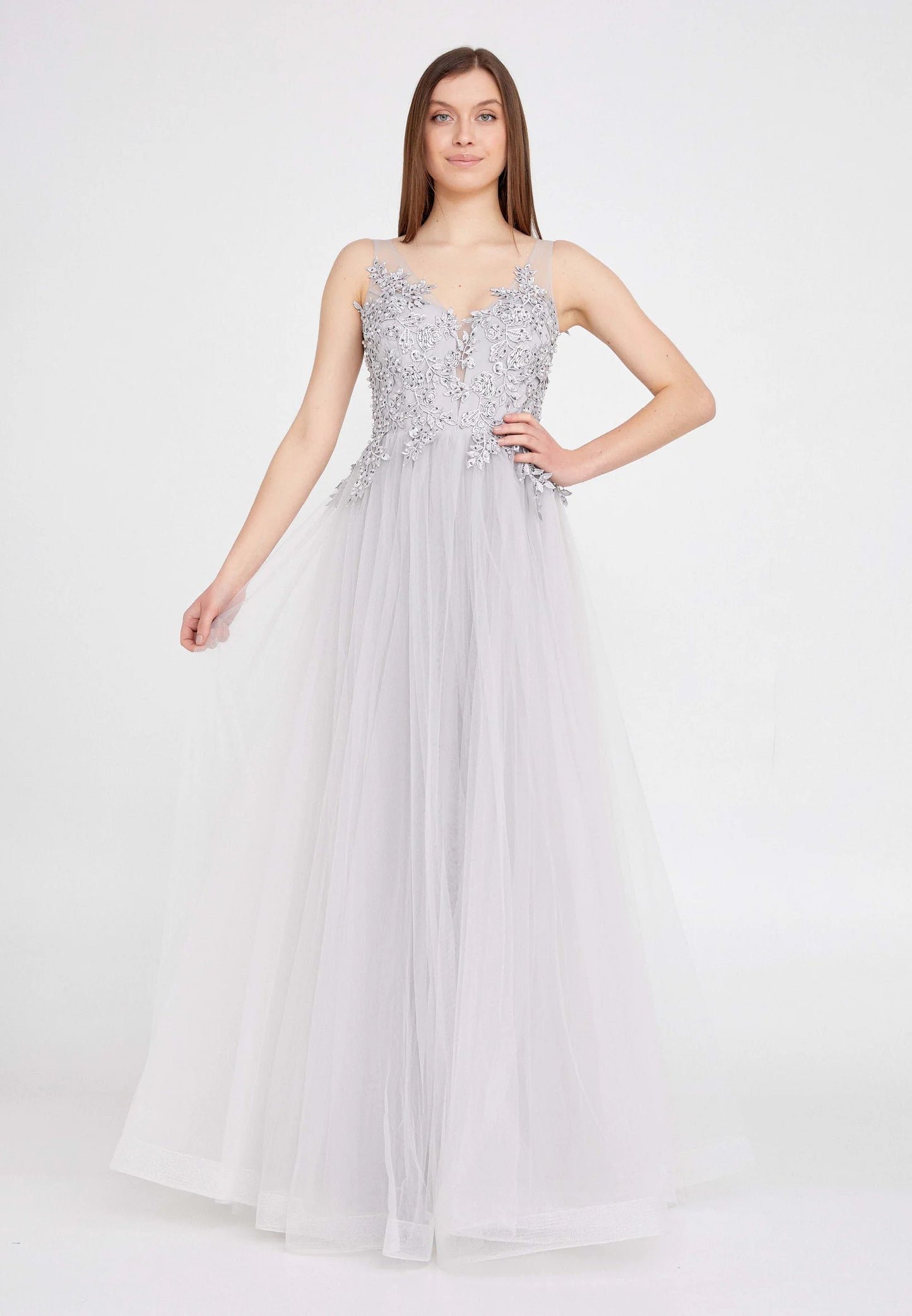 Sleeveless Maxi Tulle A - Line Regular Prom Dress Unit Price: $62