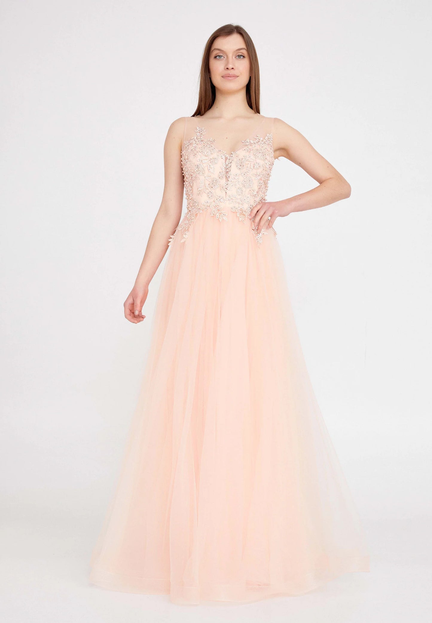 Sleeveless Maxi Tulle A - Line Regular Prom Dress Unit Price: $62