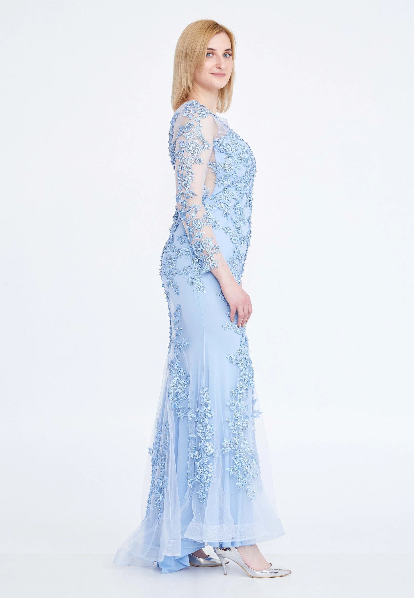 Long Sleeve Maxi Tulle Mermaid Plus Size Wedding Guest Dress Unit Price: $49