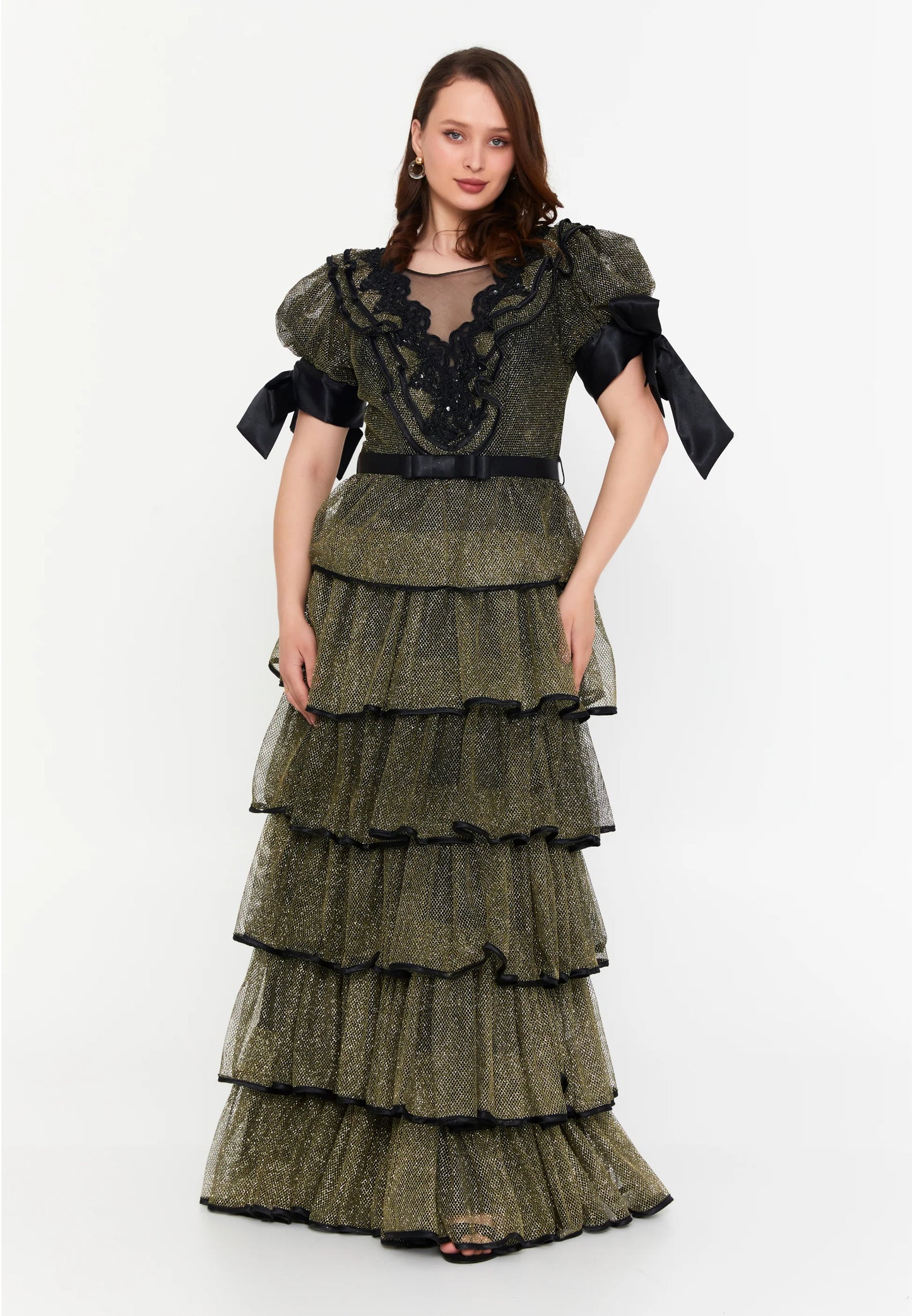 Short Sleeve Maxi Lace A - Line Plus Size Prom Dress Unit Price: $85