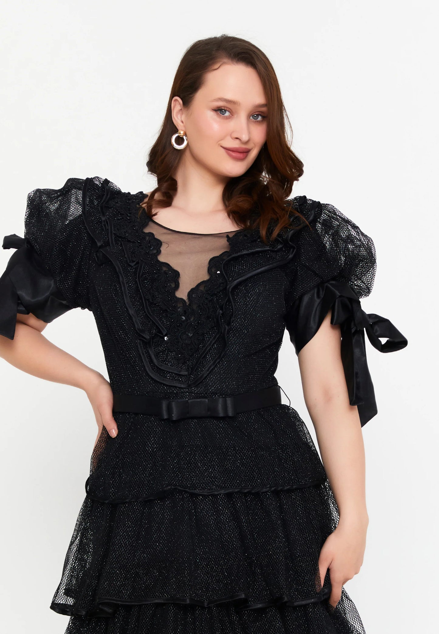 Short Sleeve Maxi Lace A - Line Plus Size Prom Dress Unit Price: $85