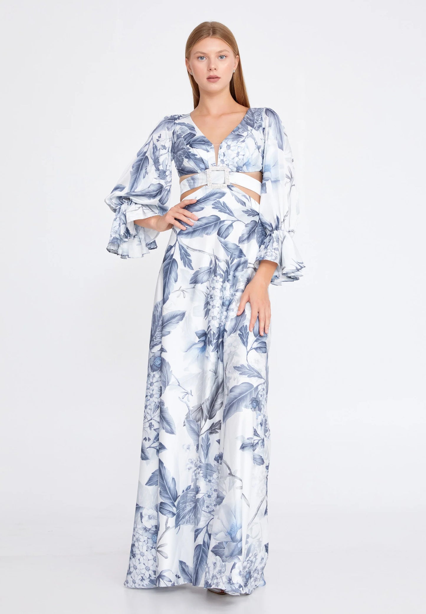 Long Sleeve Maxi Satin Column Regular Wedding Guest Dress Unit Price: $37