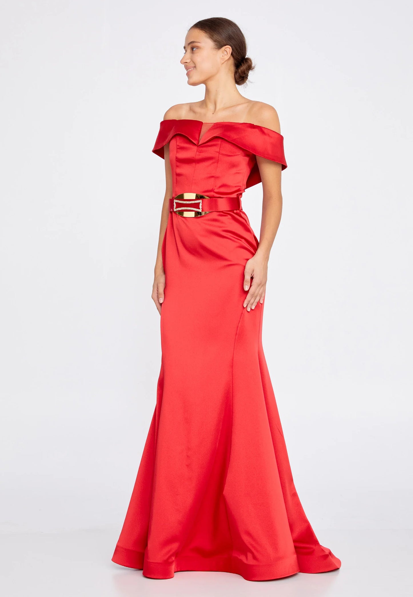 Off Shoulder Maxi Satin Mermaid Regular Wedding Guest Dress Unit Price: $37