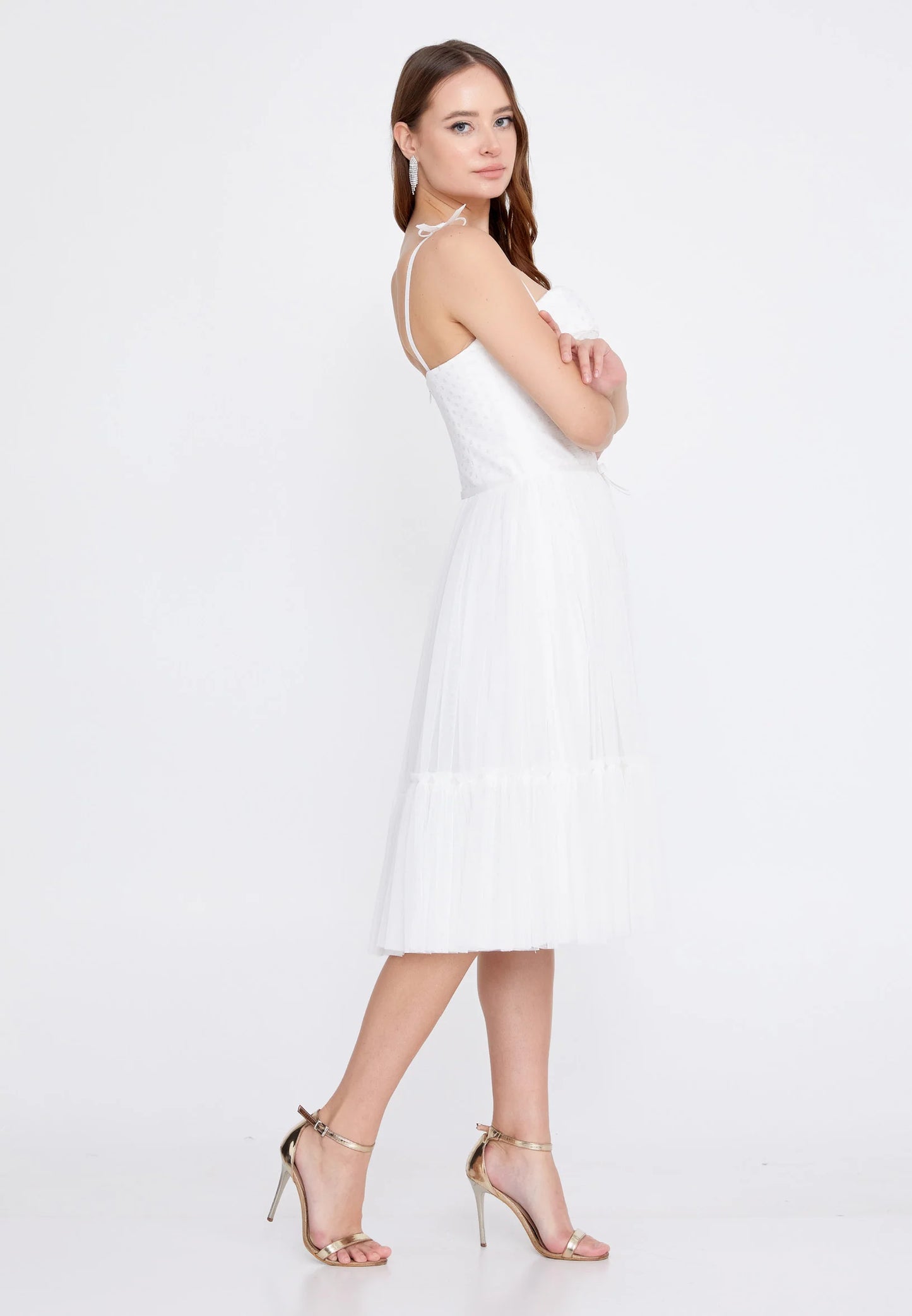 Sleeveless Midi Tulle Column Regular Wedding Guest Dress Unit Price: $43