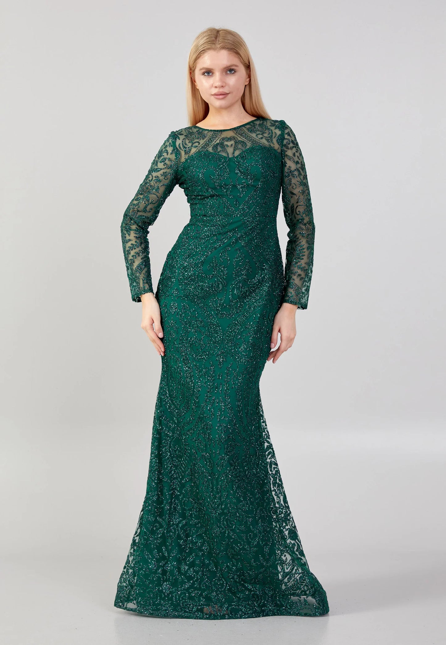 Long Sleeve Maxi Tulle Mermaid Regular Prom Dress Unit Price: $48