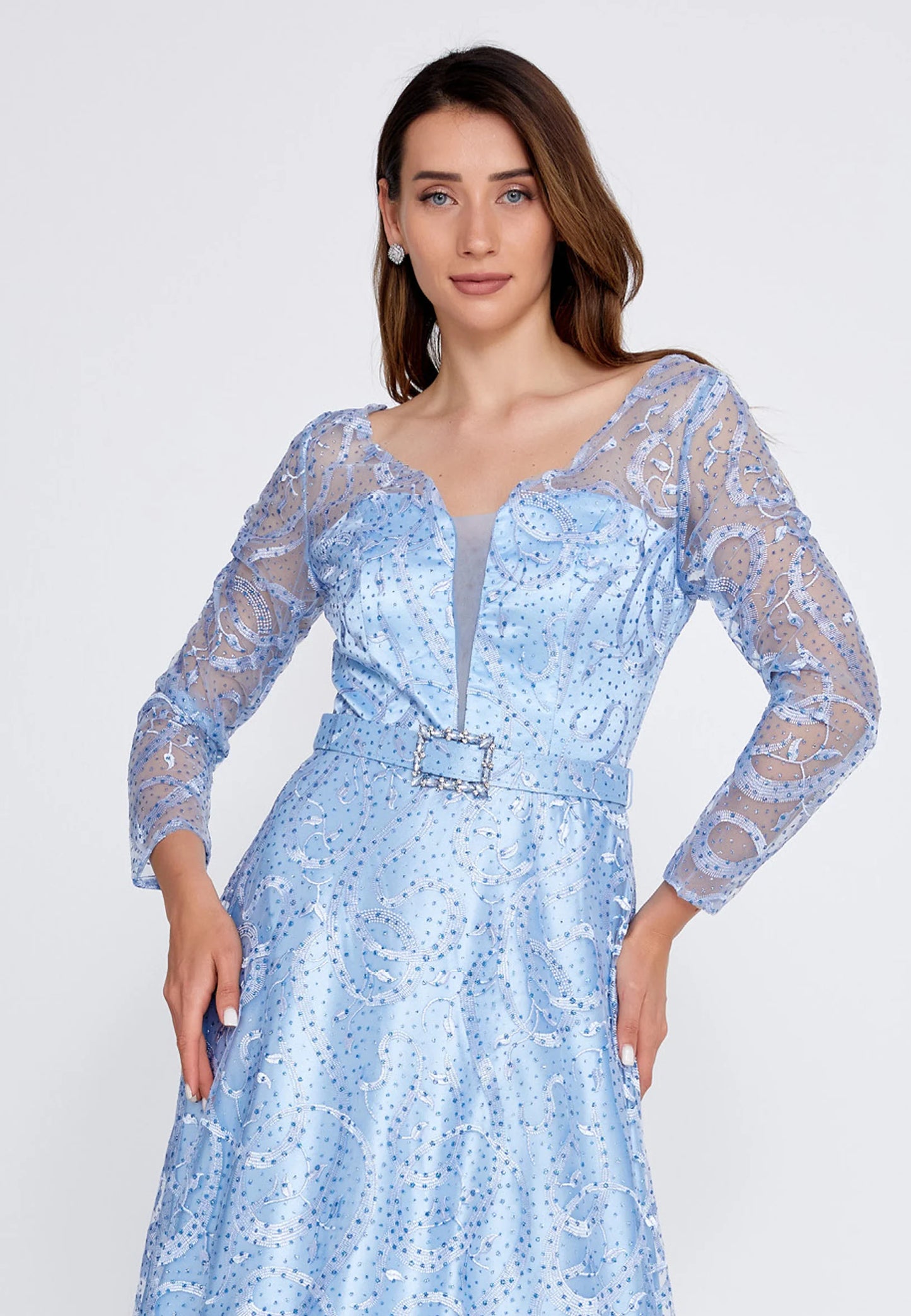 Long Sleeve Maxi Tulle Mermaid Regular Prom Dress Unit Price: $68