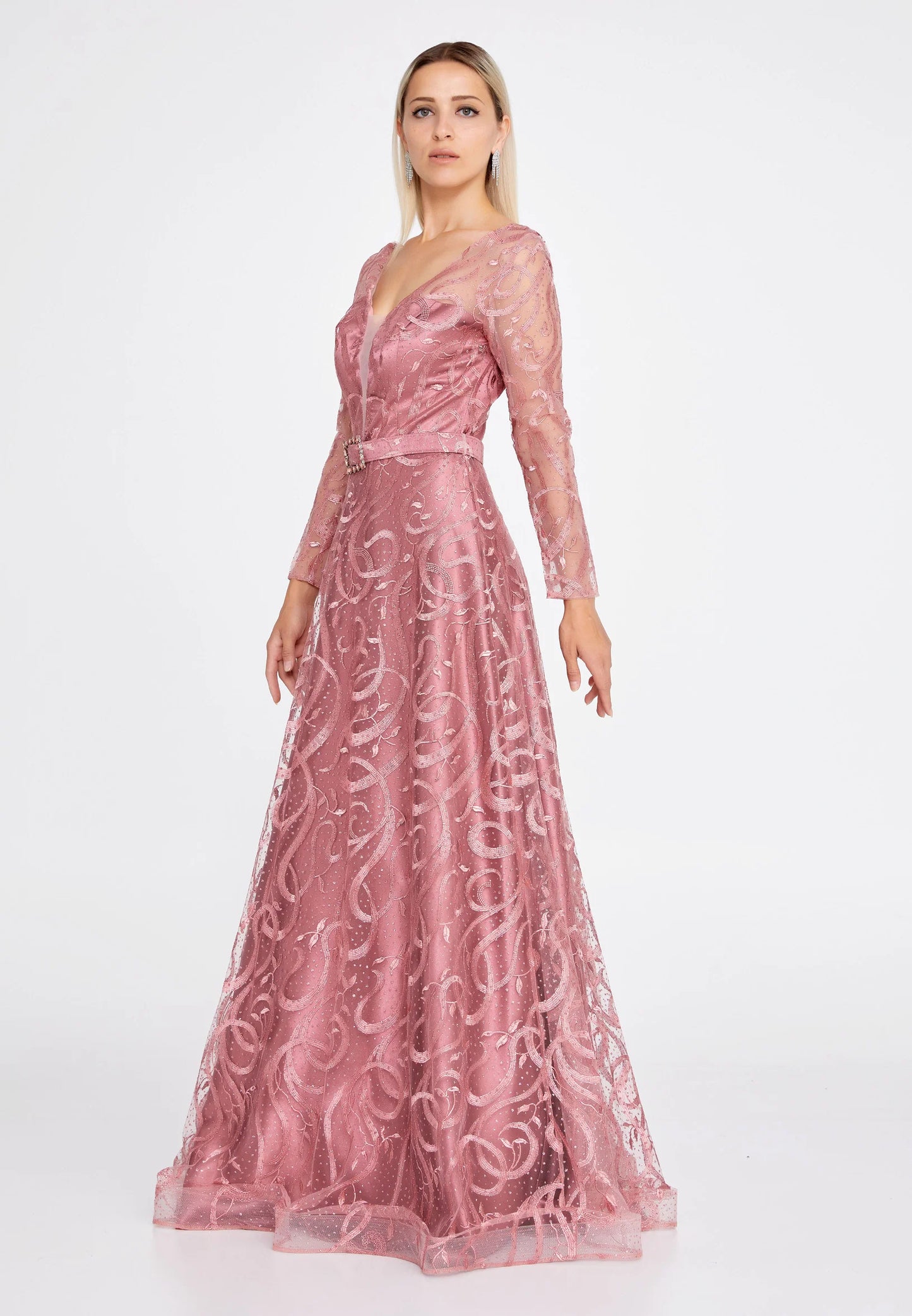 Long Sleeve Maxi Tulle Mermaid Regular Prom Dress Unit Price: $68