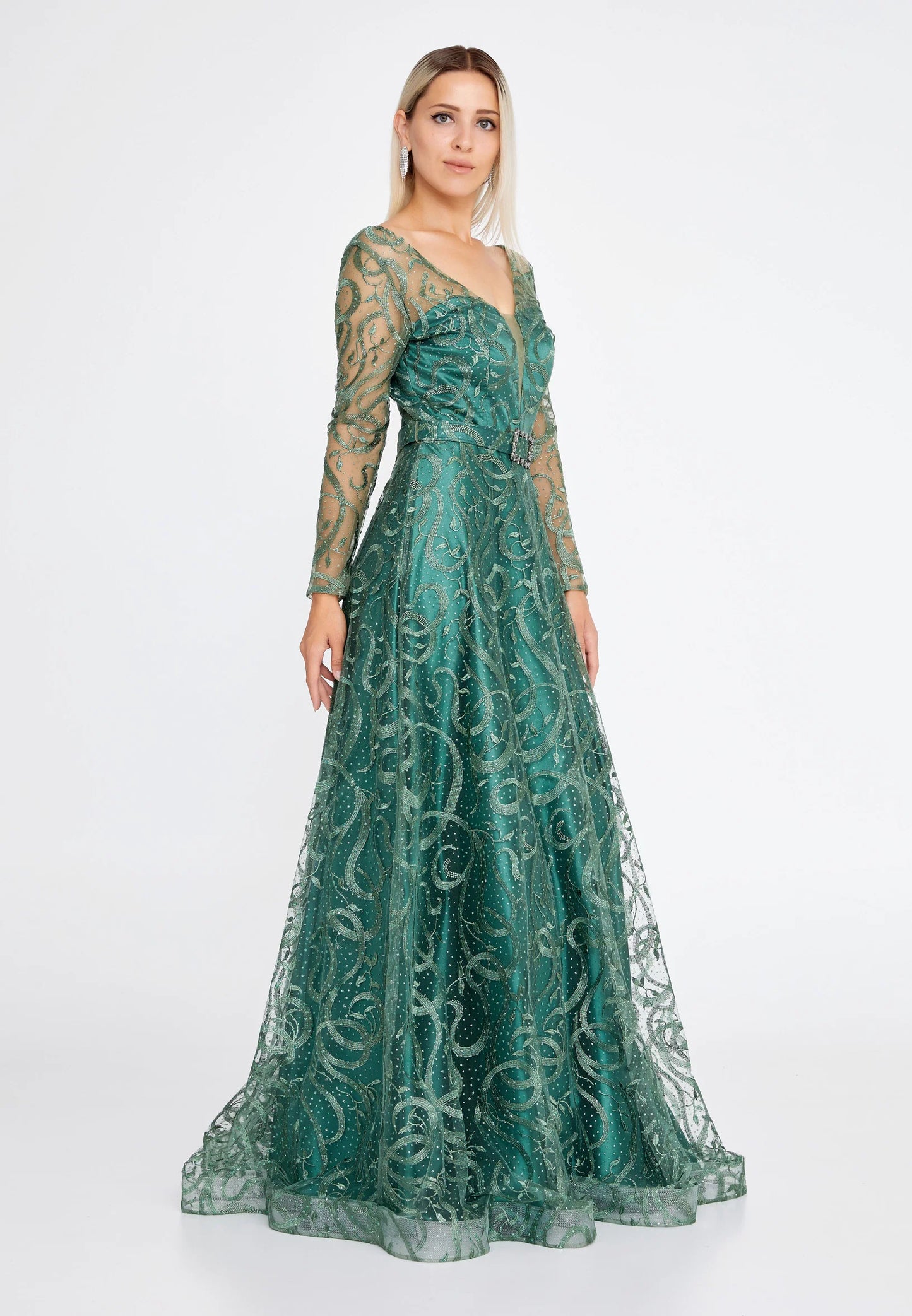 Long Sleeve Maxi Tulle Mermaid Regular Prom Dress Unit Price: $68