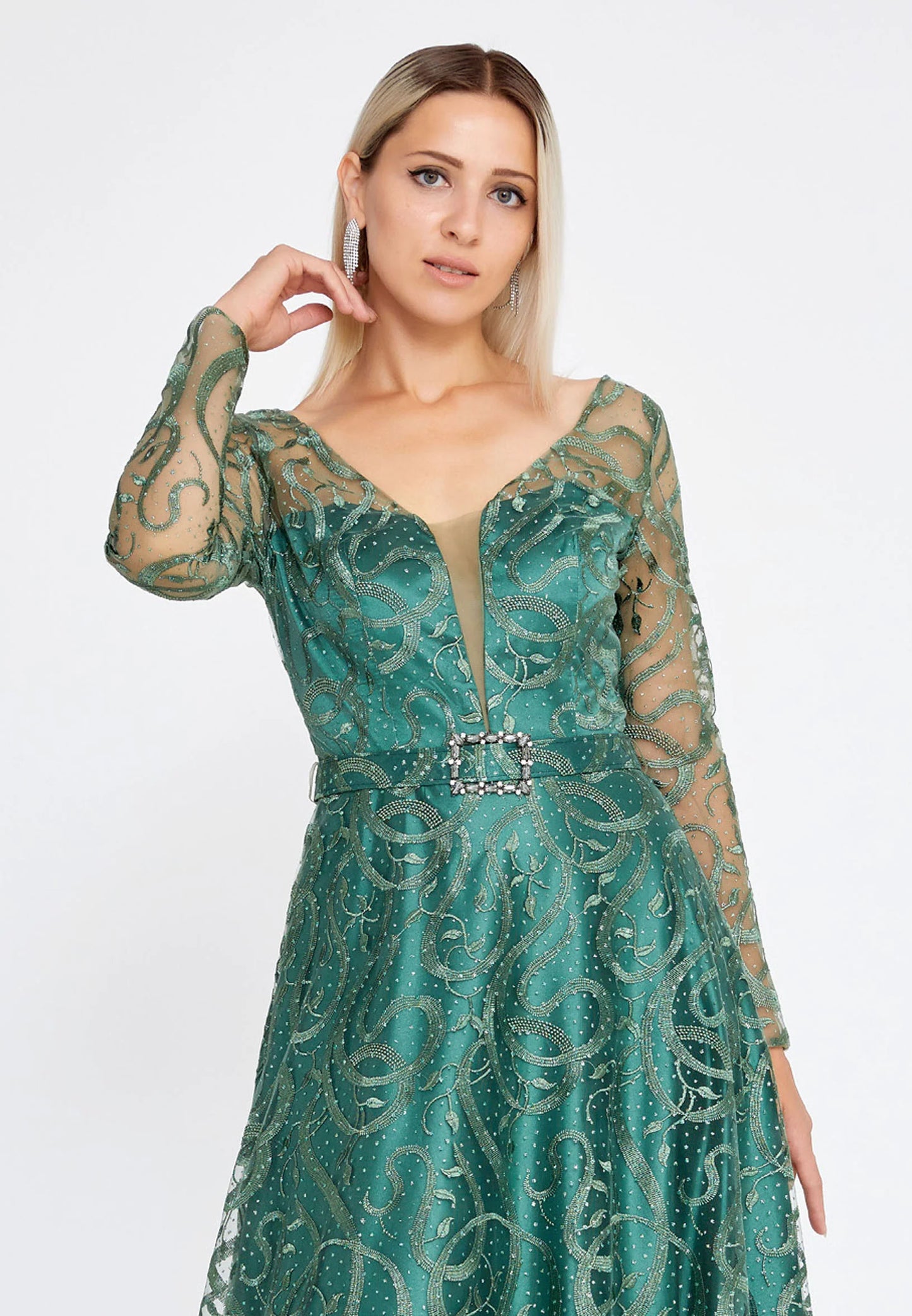 Long Sleeve Maxi Tulle Mermaid Regular Prom Dress Unit Price: $68