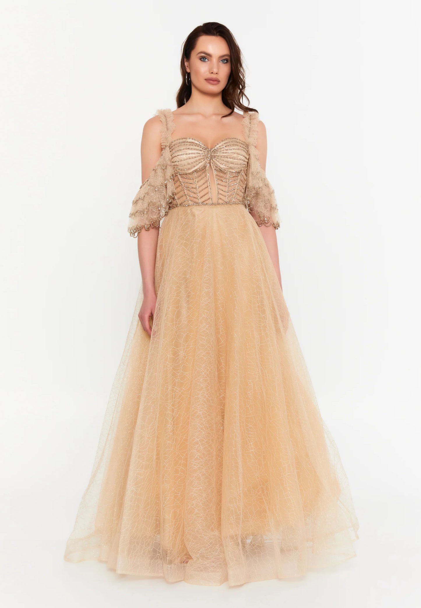 Off Shoulder Maxi Tulle A - Line Regular Prom Dress Unit Price: $135