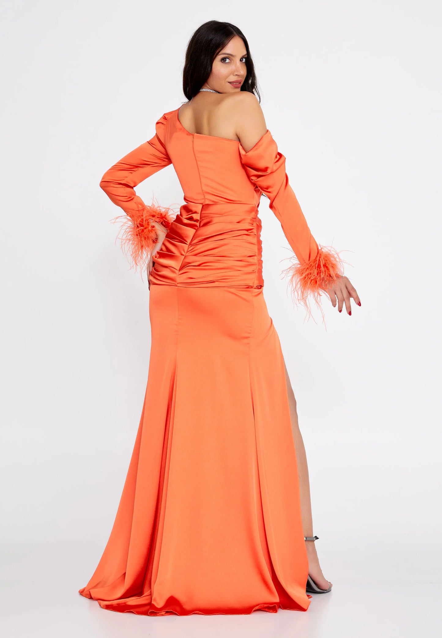 Long Sleeve Maxi Satin Mermaid Regular Wedding Guest Dress Unit Price: $60