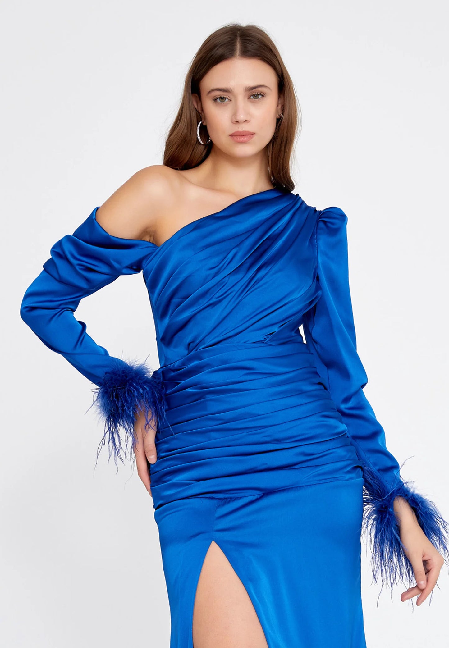 Long Sleeve Maxi Satin Mermaid Regular Wedding Guest Dress Unit Price: $60