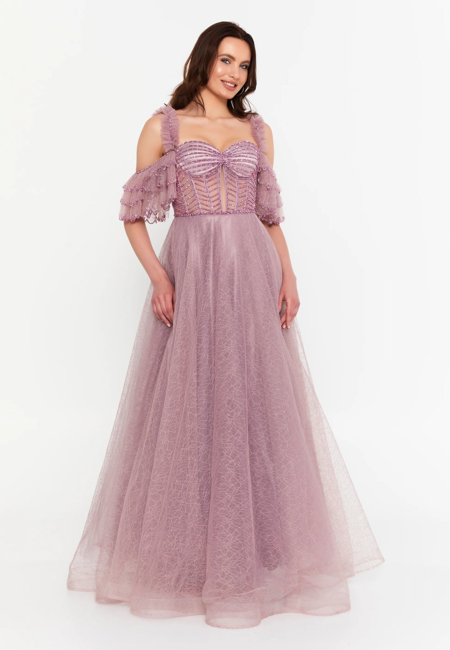 Off Shoulder Maxi Tulle A - Line Regular Prom Dress Unit Price: $135