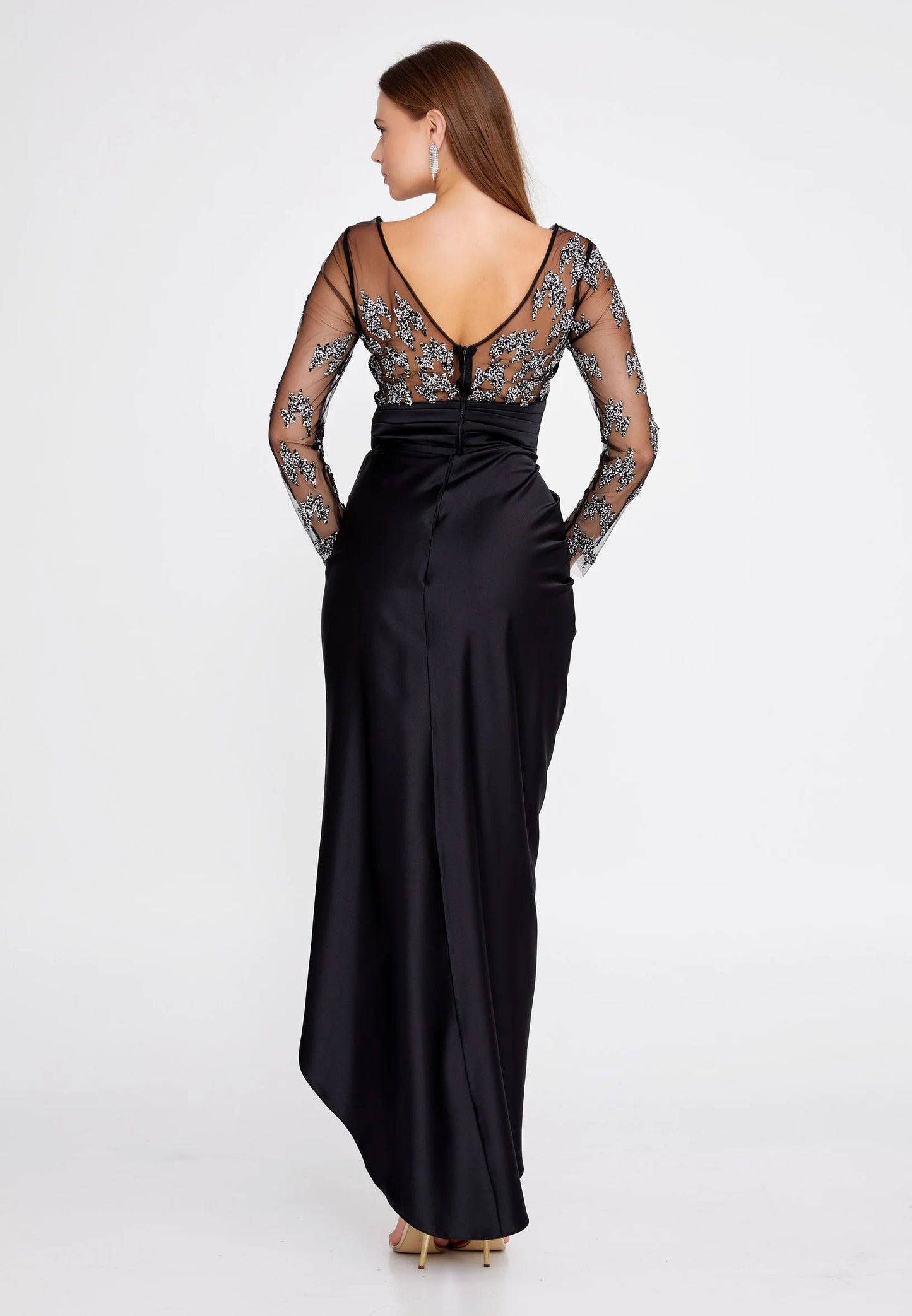 Long Sleeve Maxi Satin Column Regular Wedding Guest Dress Unit Price: $52
