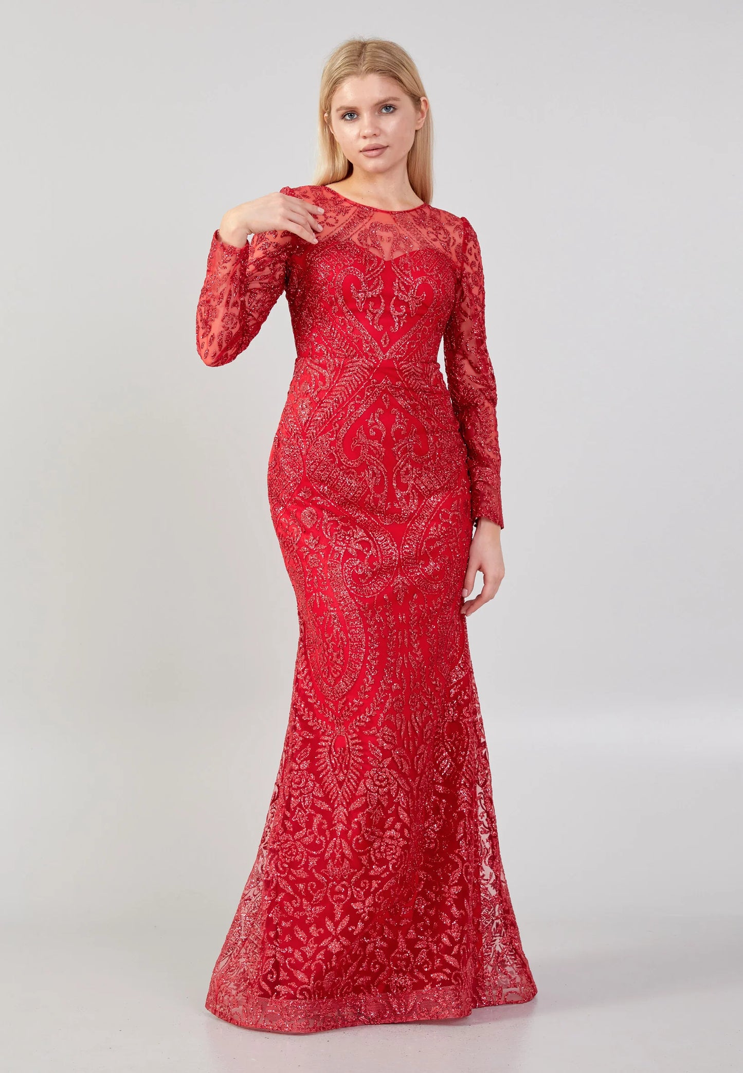 Long Sleeve Maxi Tulle Mermaid Regular Prom Dress Unit Price: $48