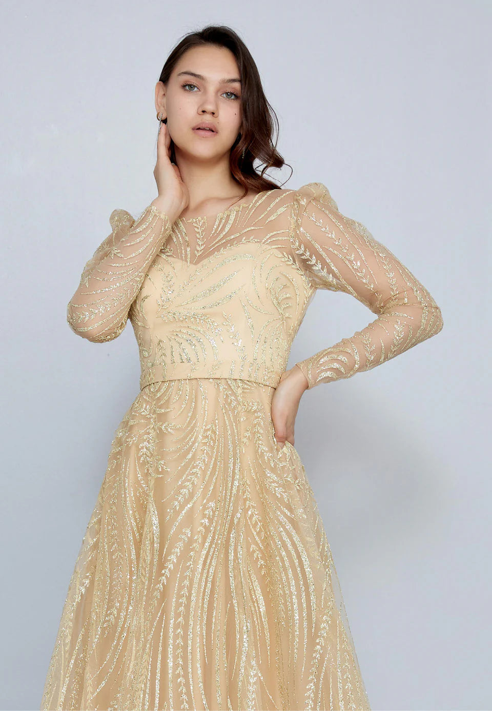 Long Sleeve Maxi Tulle A - Line Regular Prom Dress Unit Price: $48