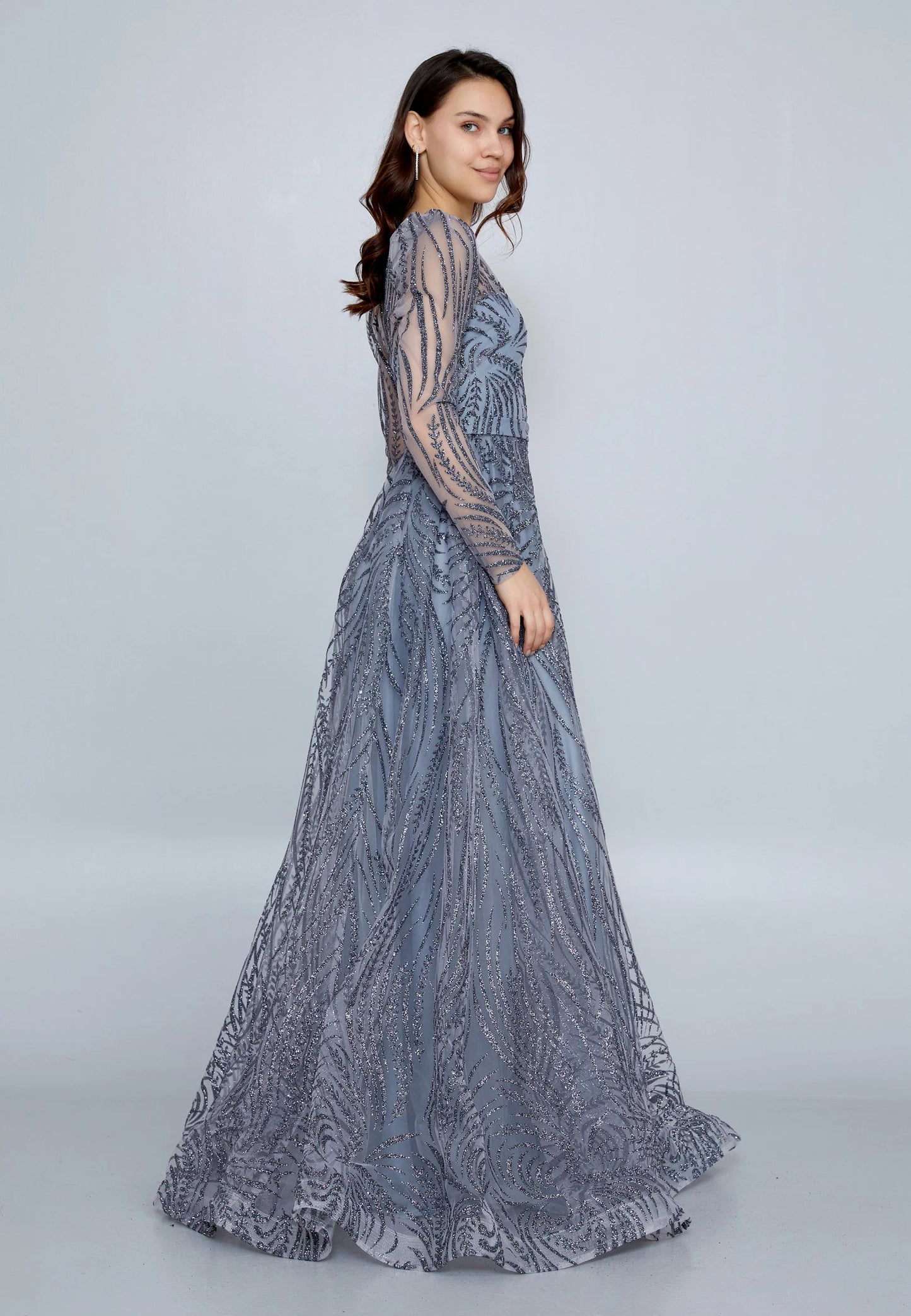 Long Sleeve Maxi Tulle A - Line Regular Prom Dress Unit Price: $48
