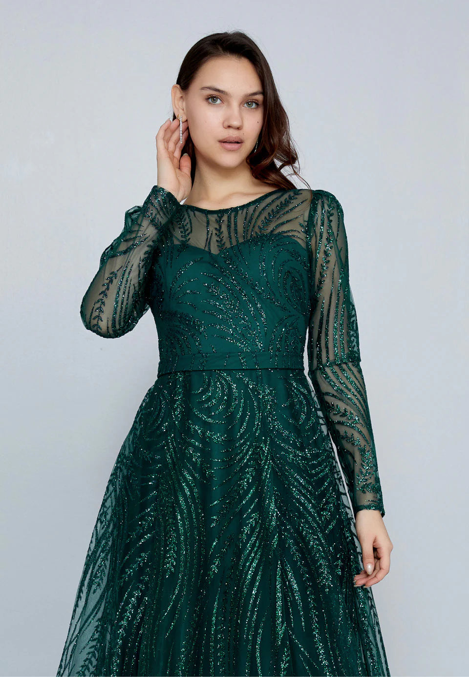 Long Sleeve Maxi Tulle A - Line Regular Prom Dress Unit Price: $48