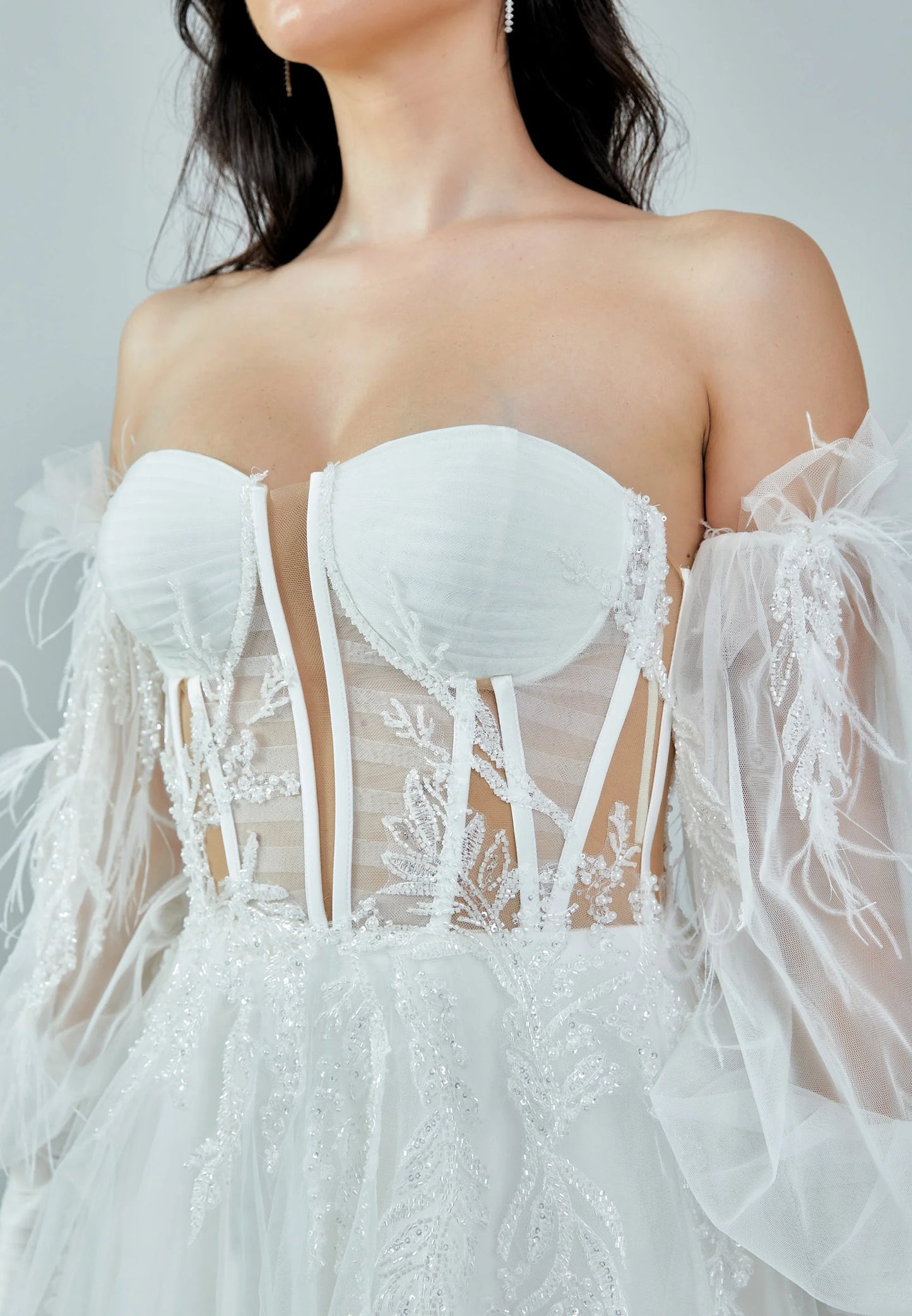 Off Shoulder Maxi Tulle Regular Wedding Dress Unit Price: $475