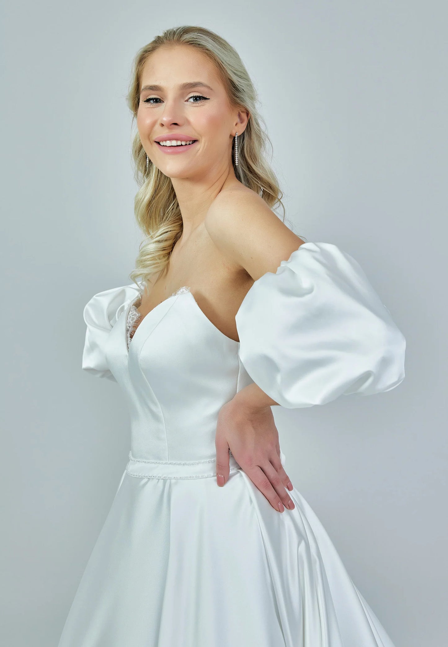 Off Shoulder Maxi Satin Regular Wedding Dress Unit Price: $545