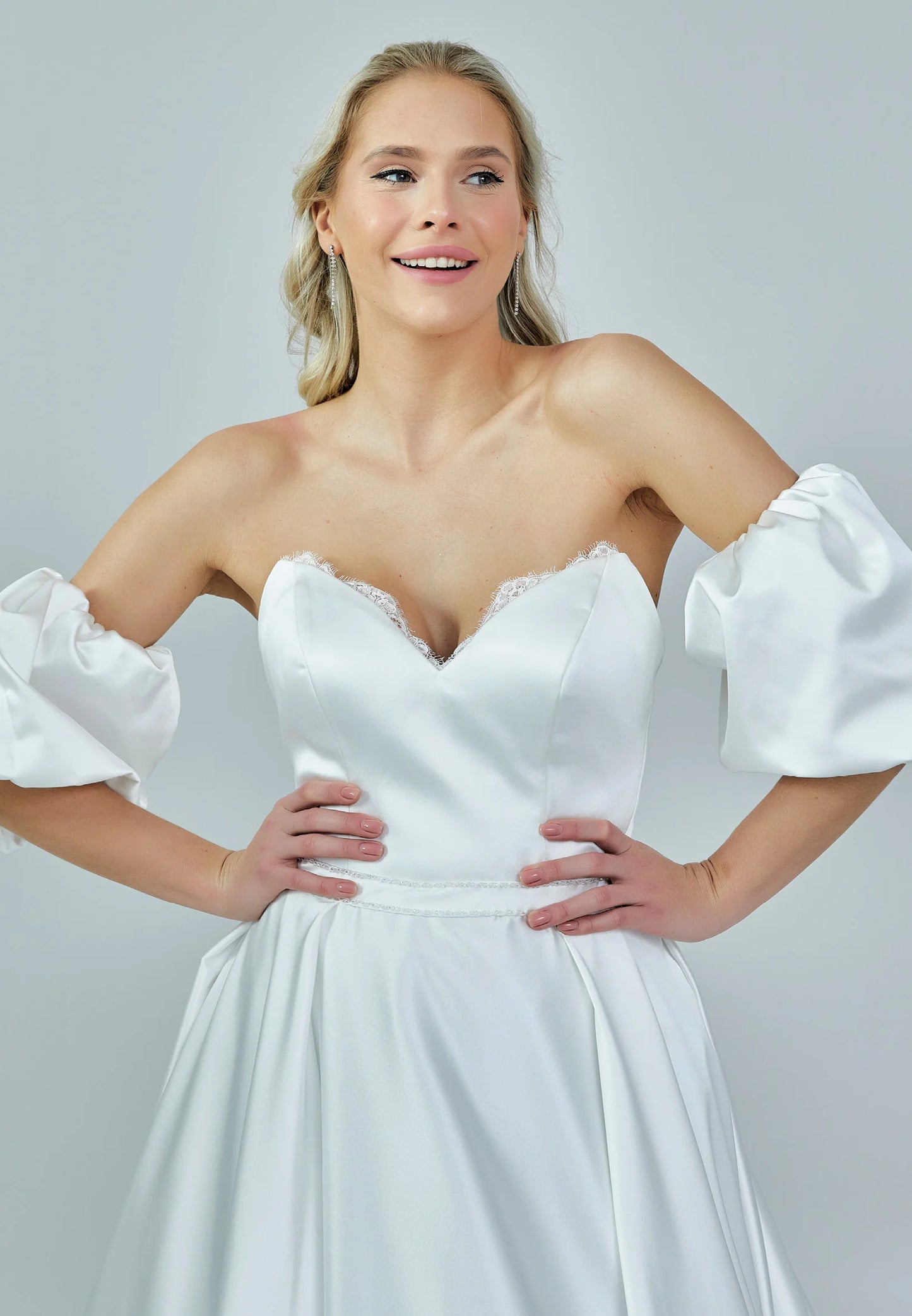 Off Shoulder Maxi Satin Regular Wedding Dress Unit Price: $545
