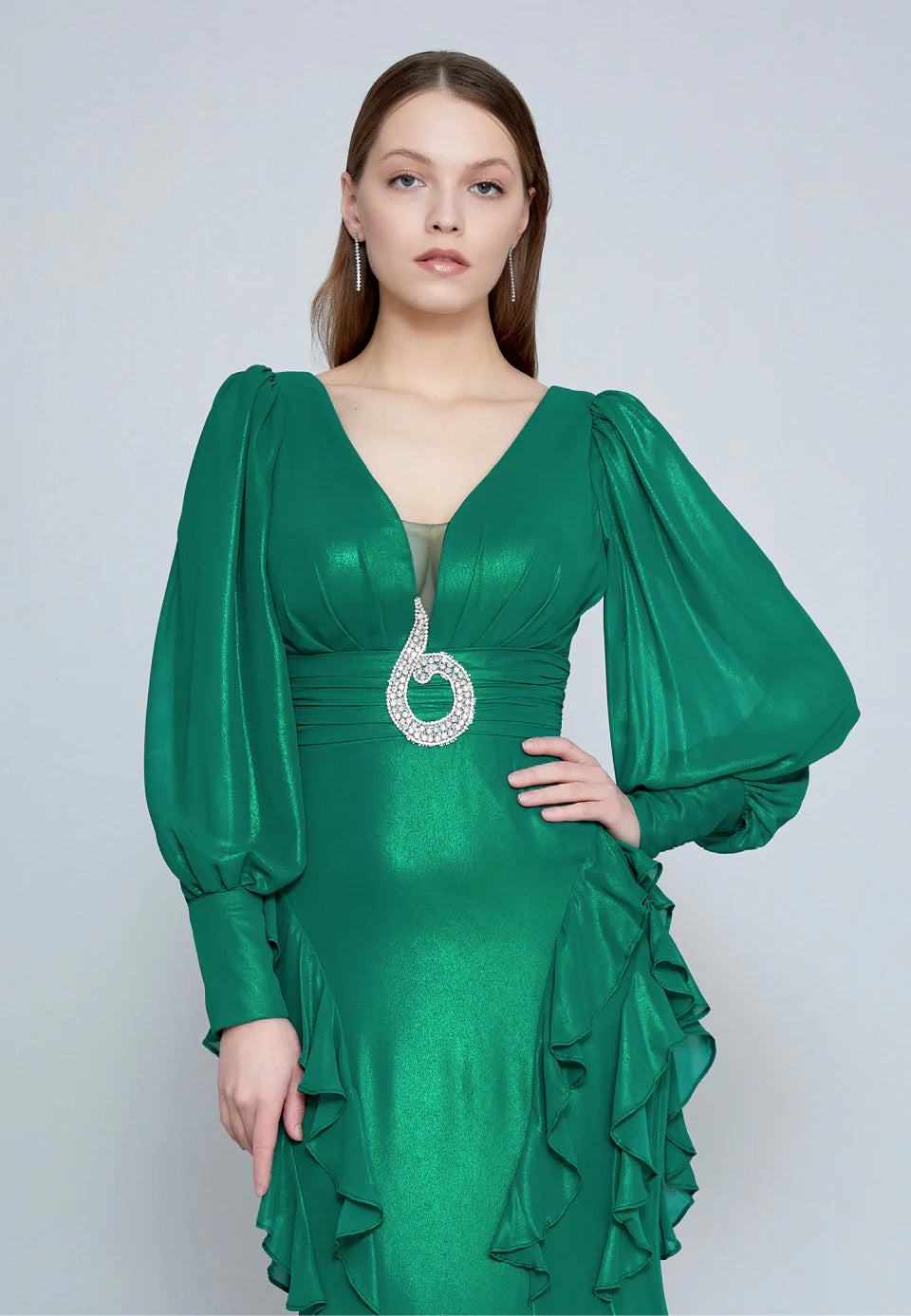 Long Sleeve Maxi Chiffon Mermaid Regular Wedding Guest Dress Unit Price: $48