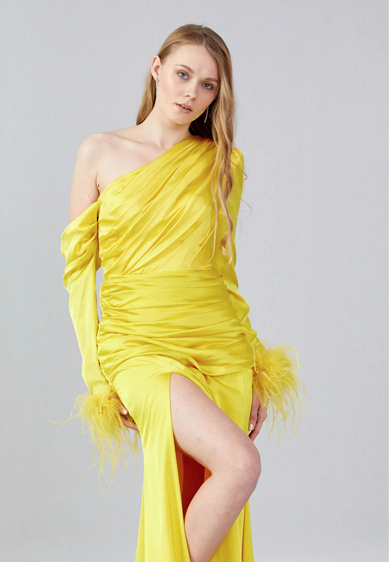 Long Sleeve Maxi Satin Mermaid Regular Wedding Guest Dress Unit Price: $60