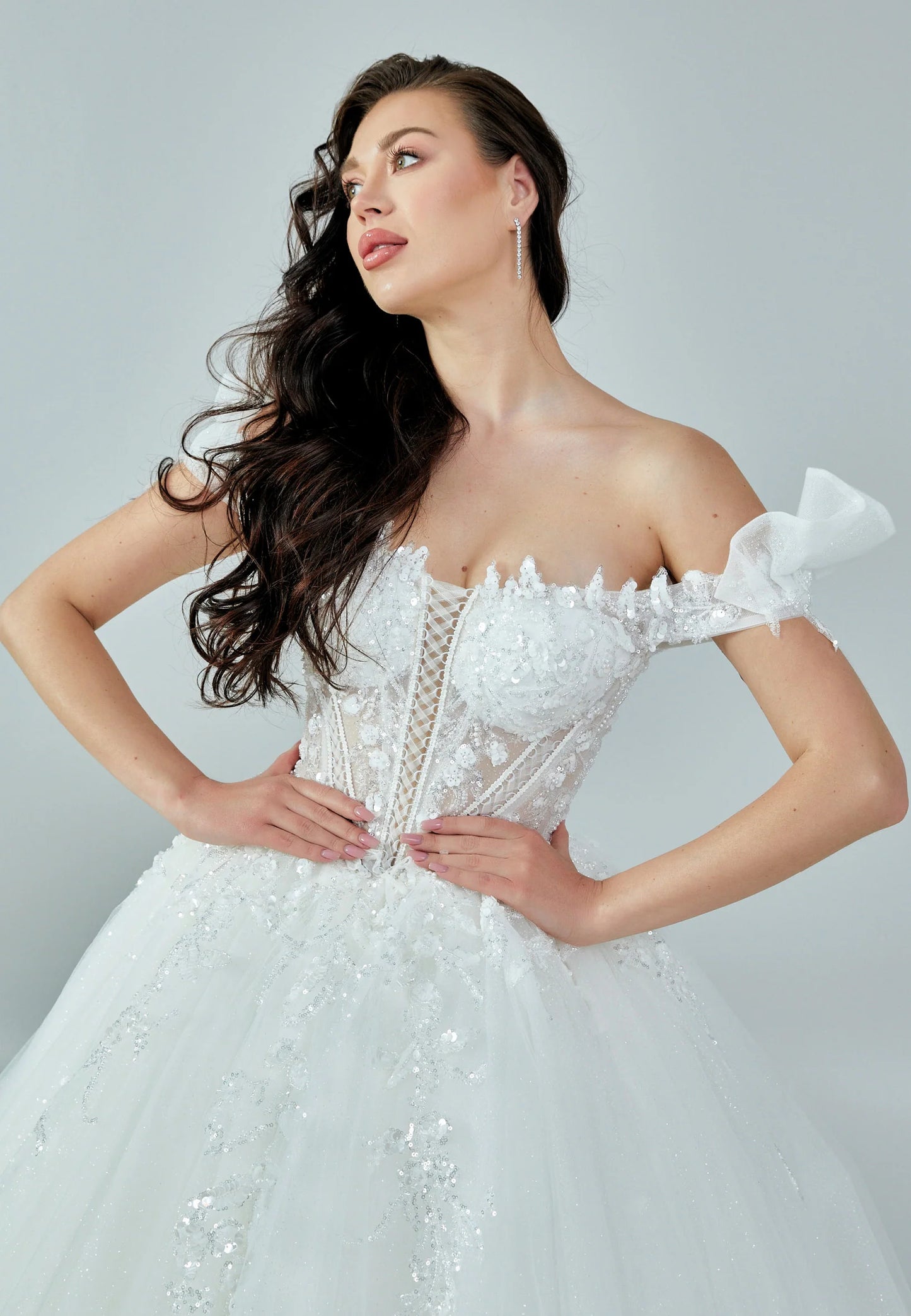 Off Shoulder Maxi Tulle Regular Wedding Dress Unit Price: $495