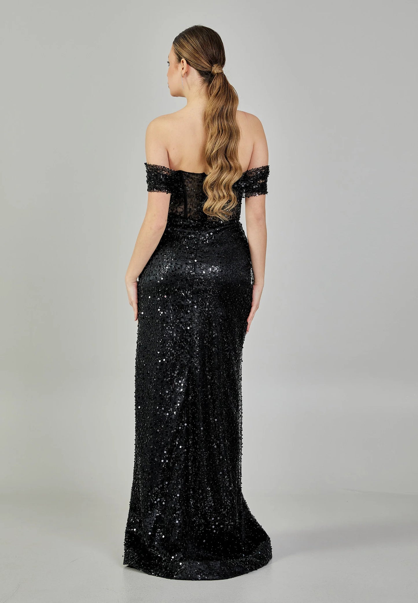 Off Shoulder Maxi Sequin Regular Engagement Dress Unit Price: $135