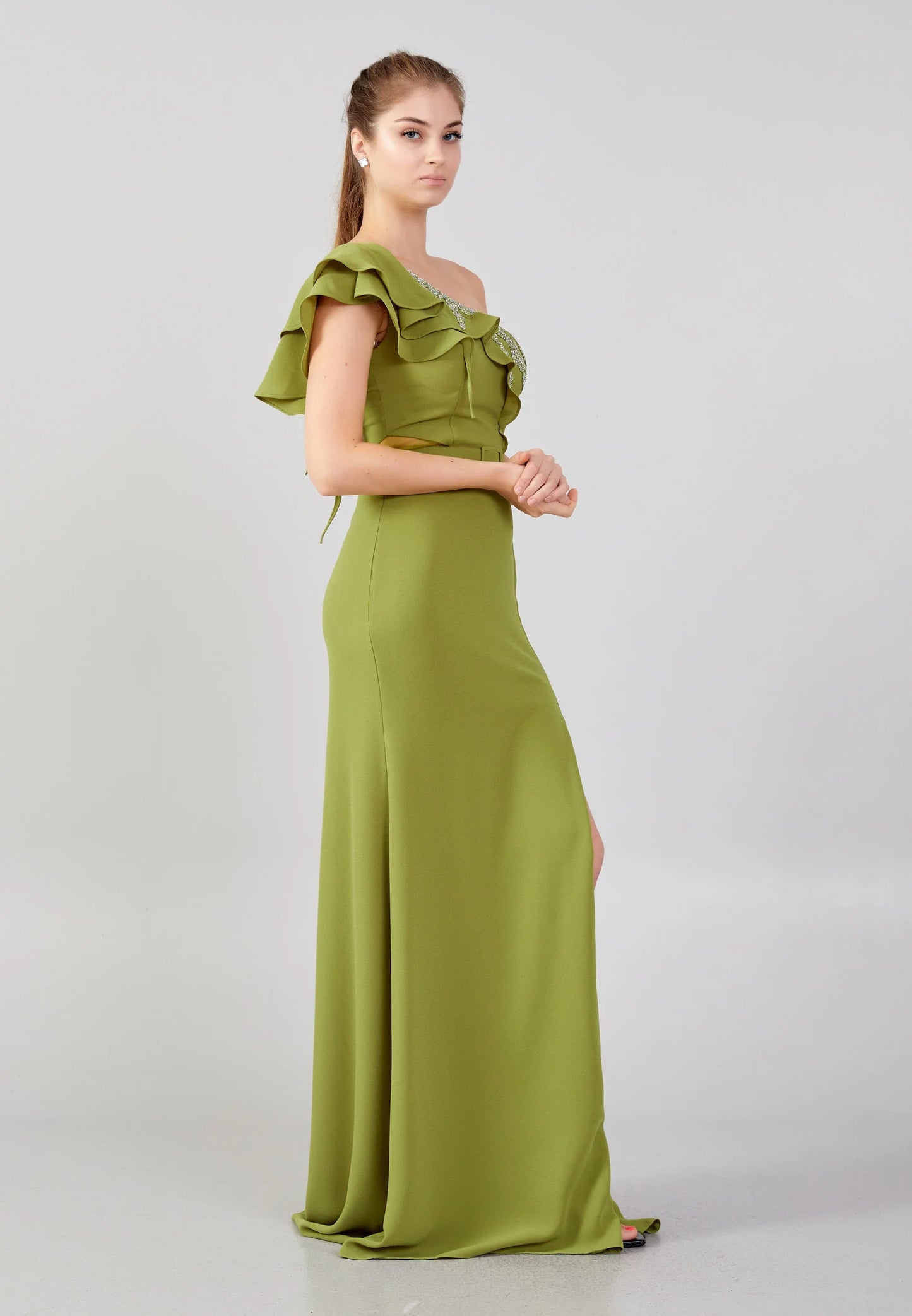 One Shoulder Maxi Crepe Column Regular Wedding Guest Dress Unit Price: $48