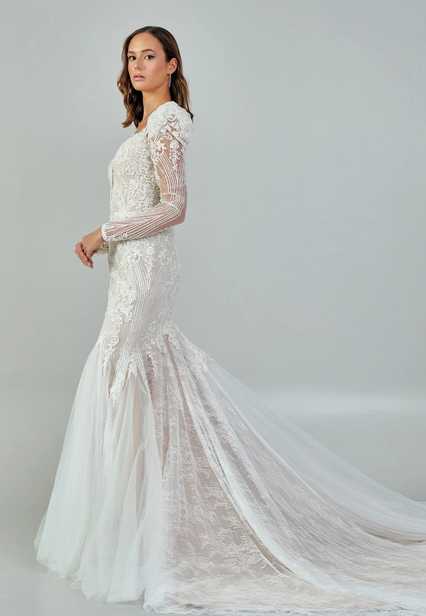 Long Sleeve Maxi Tulle Regular Wedding Dress Unit Price: $500