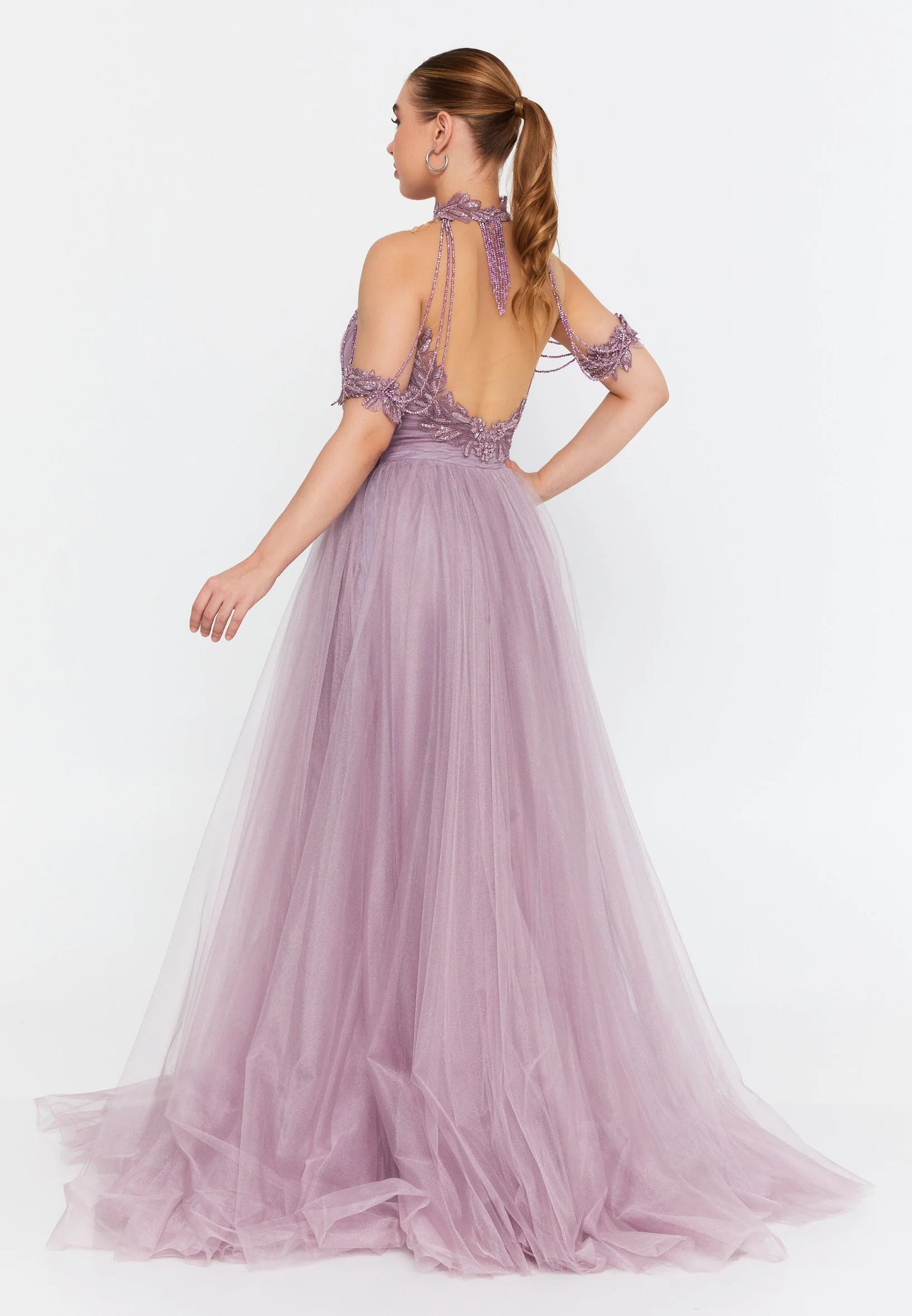 Sleeveless Maxi Tulle A - Line Regular Prom Dress Unit Price: $115