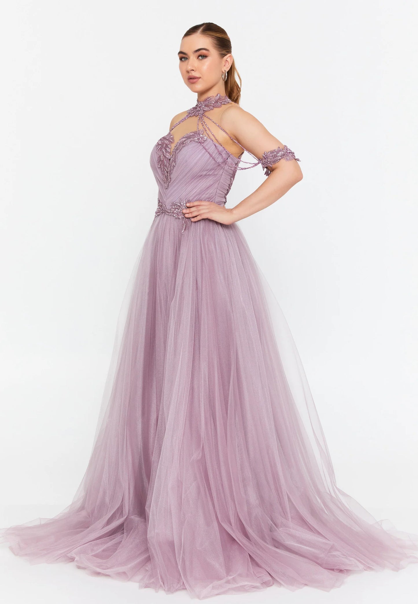Sleeveless Maxi Tulle A - Line Regular Prom Dress Unit Price: $115