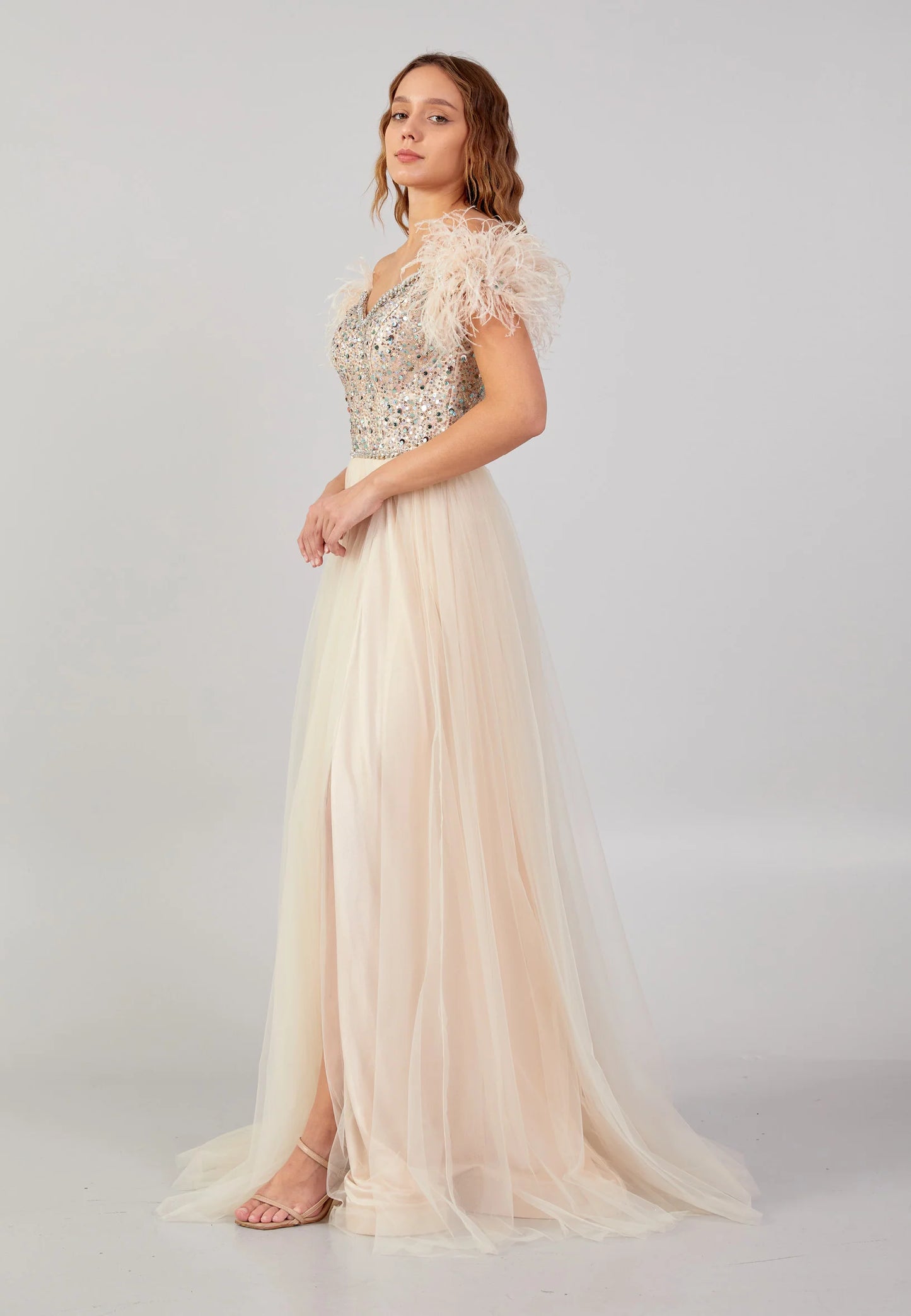 Off Shoulder Maxi Tulle Column Regular Wedding Guest Dress Unit Price: $74