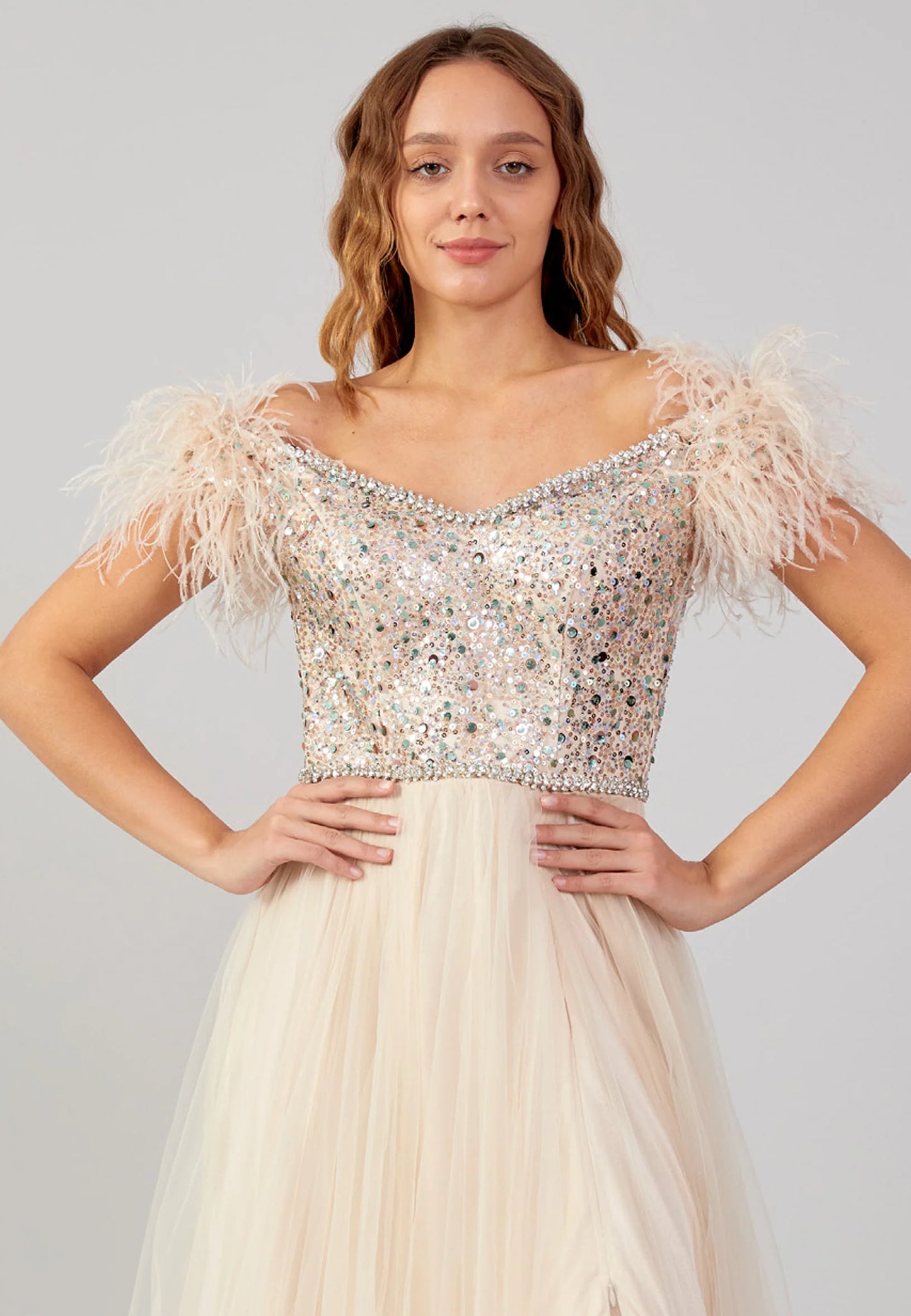 Off Shoulder Maxi Tulle Column Regular Wedding Guest Dress Unit Price: $74
