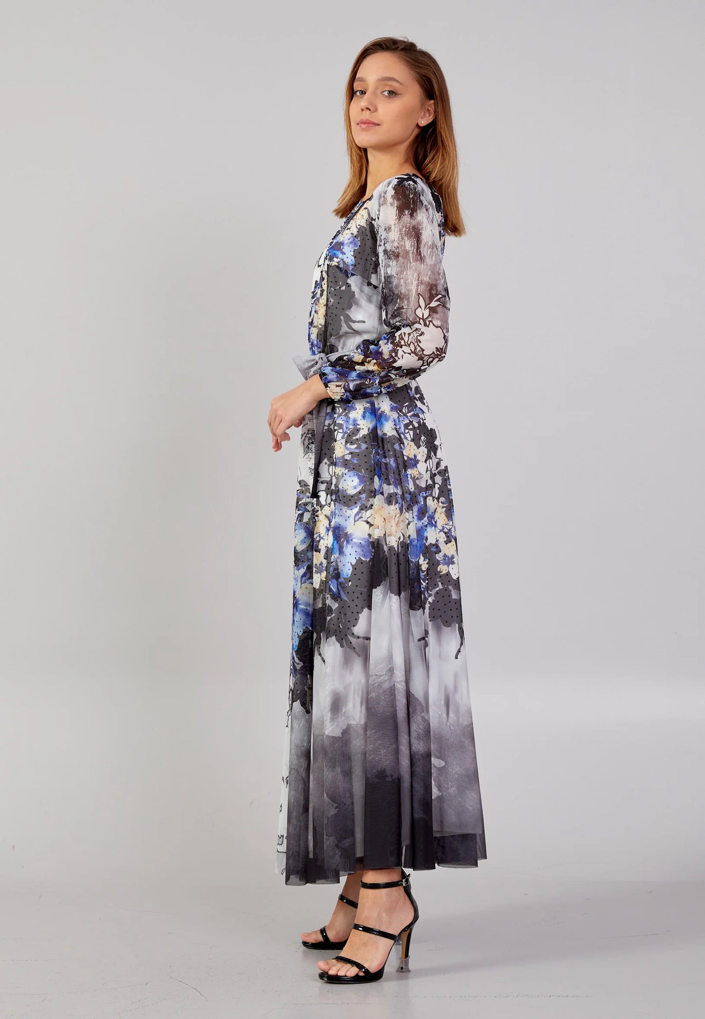 Long Sleeve Maxi Chiffon Column Regular Evening Dress Unit Price: $34