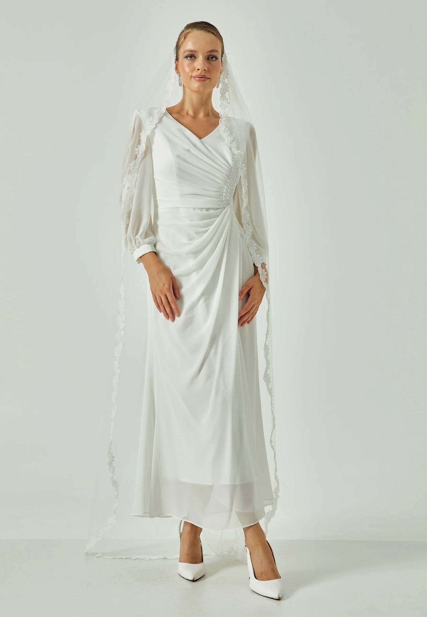 Lace Single Tier Tulle Veil smad195r-01(2*1,5) Unit Price: $38