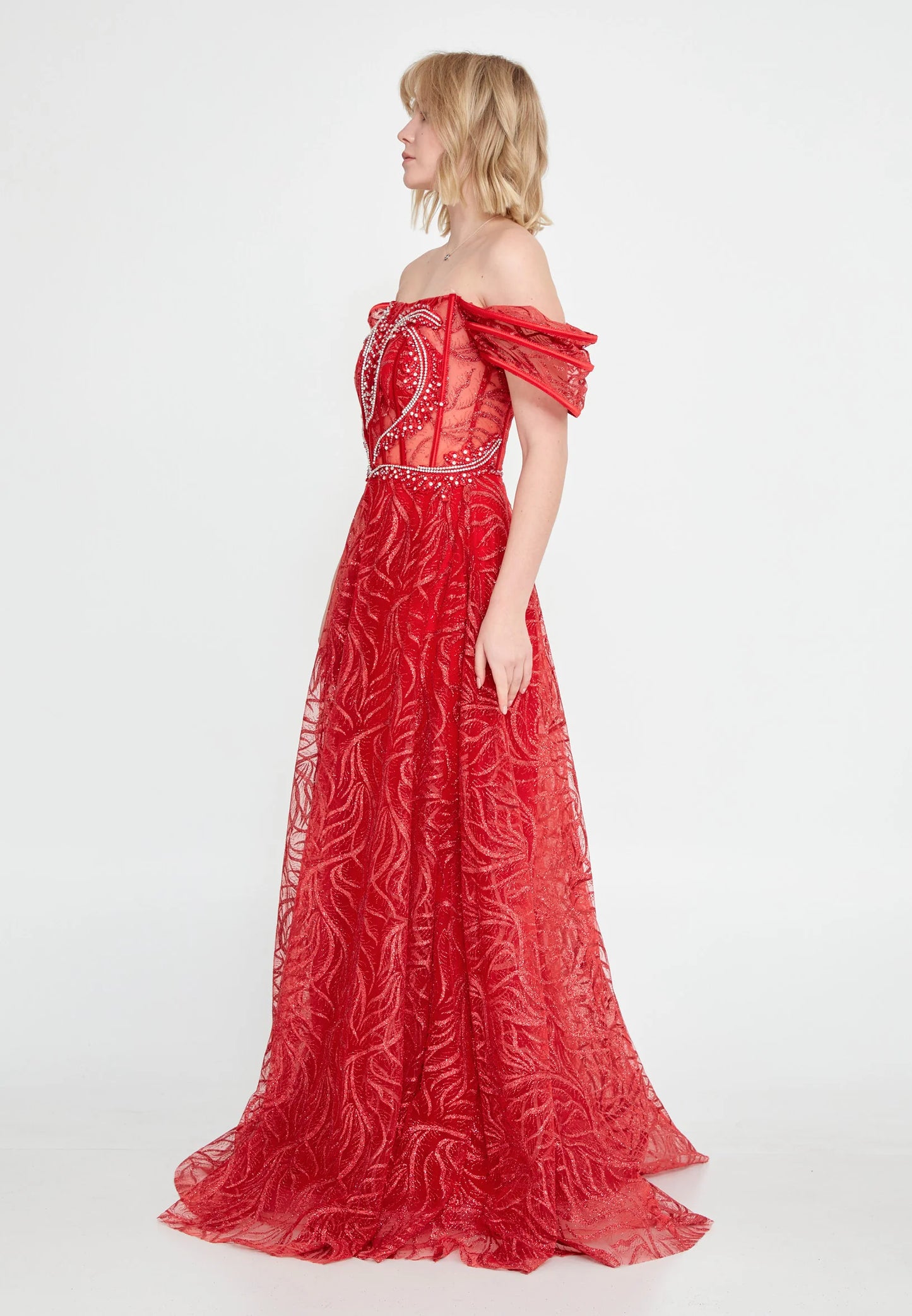 Off Shoulder Maxi Tulle A - Line Regular Prom Dress Unit Price: $48