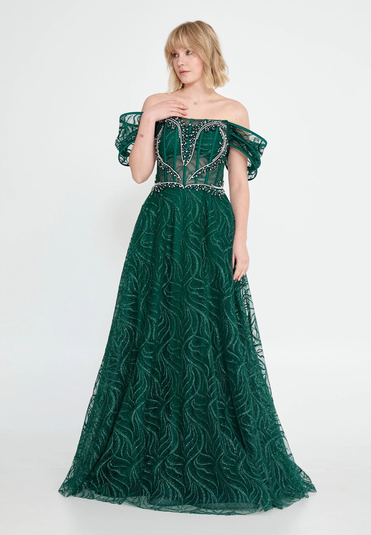 Off Shoulder Maxi Tulle A - Line Regular Prom Dress Unit Price: $48