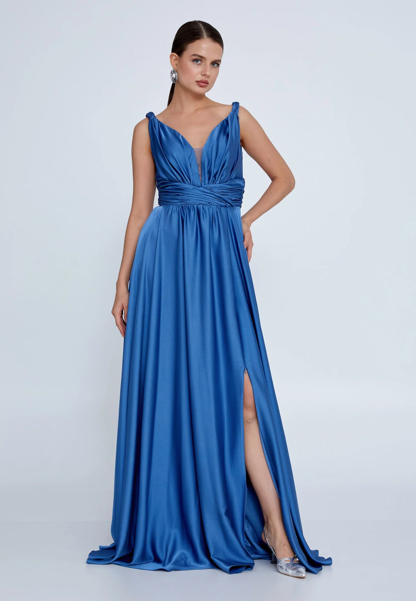 Sleeveless Maxi Satin Column Regular Wedding Guest Dress Unit Price: $62
